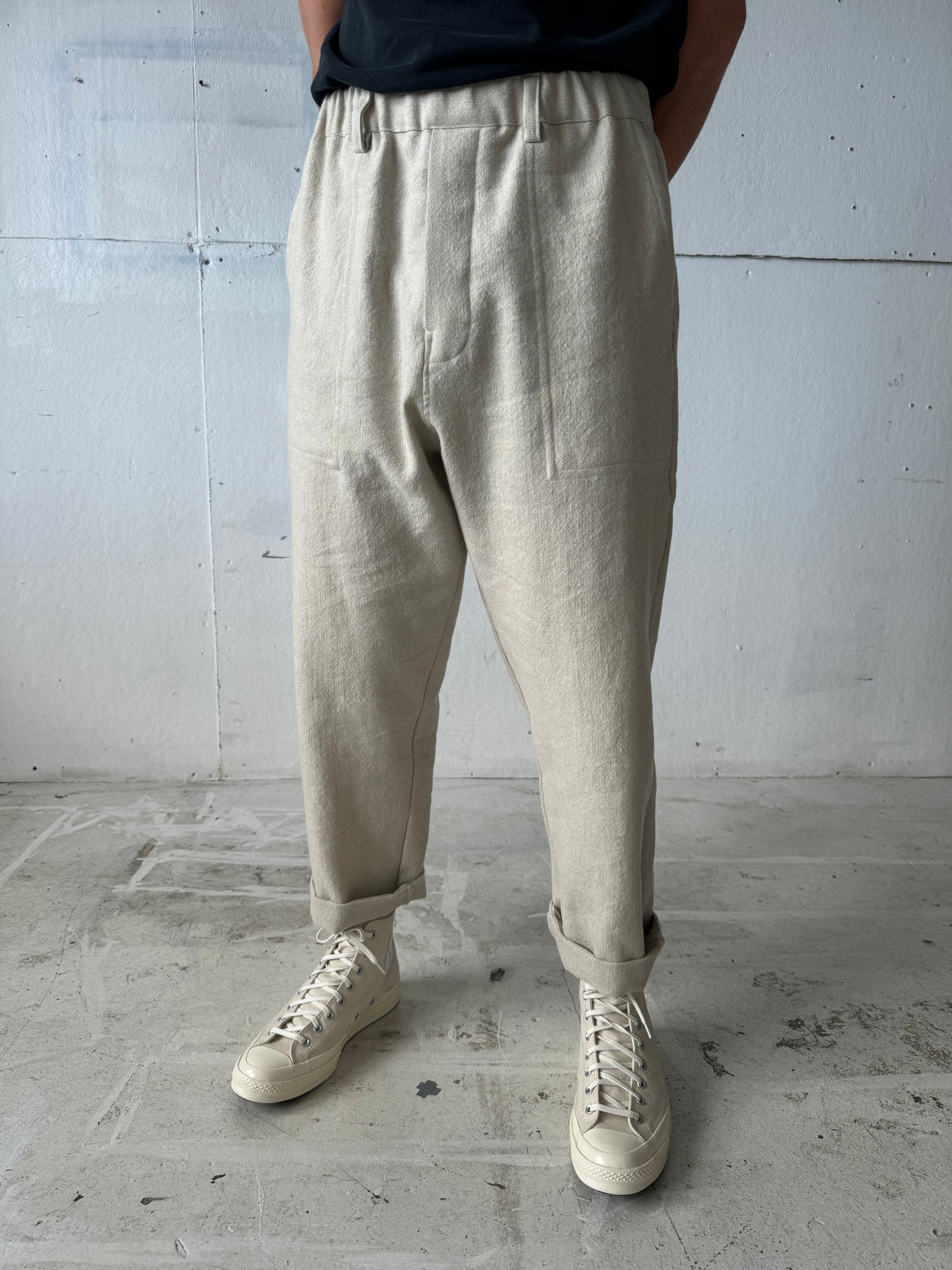 Work Pants in Wool/Linen Herringbone