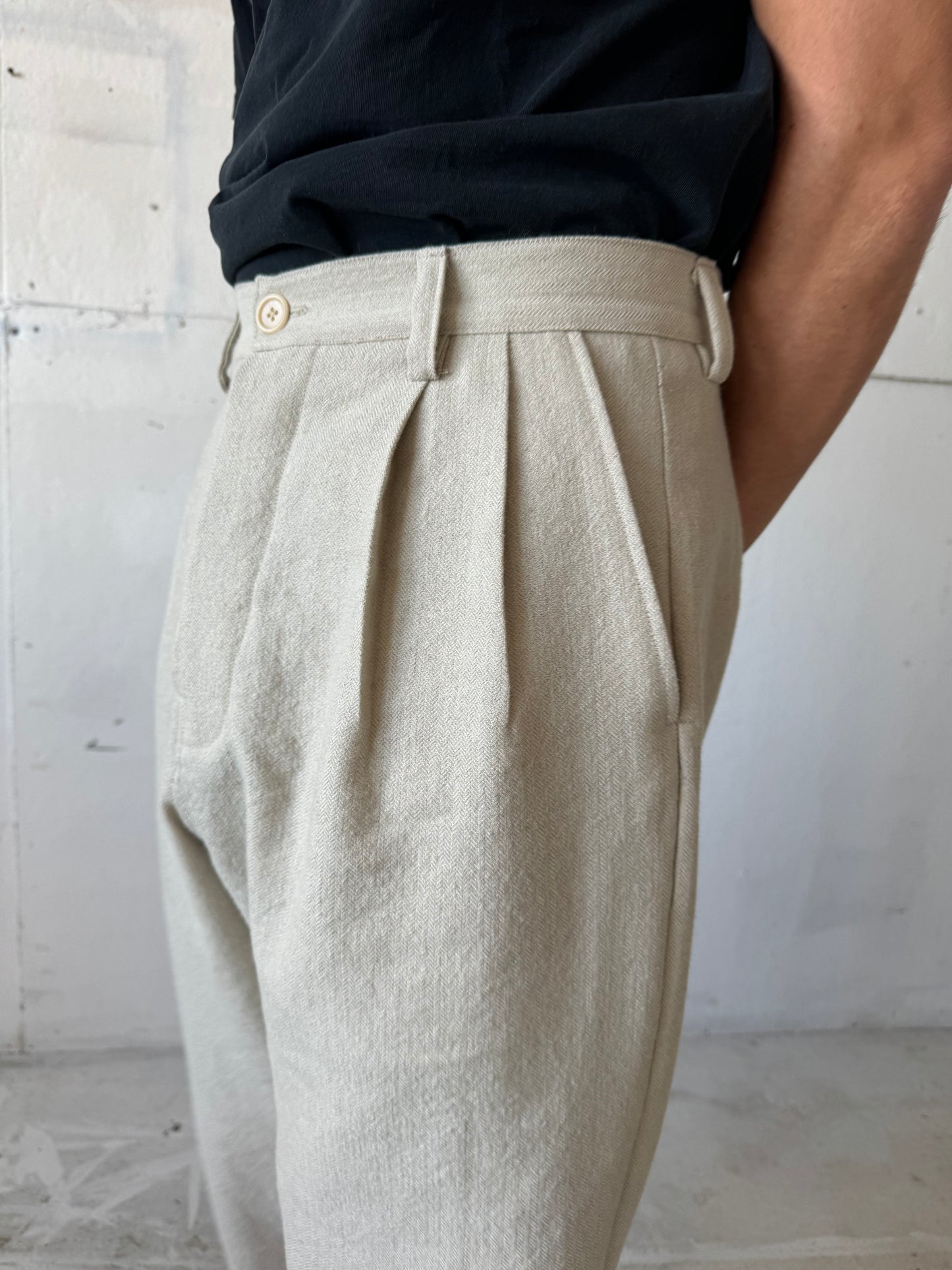 Dress Pants in Wool/Linen Herringbone