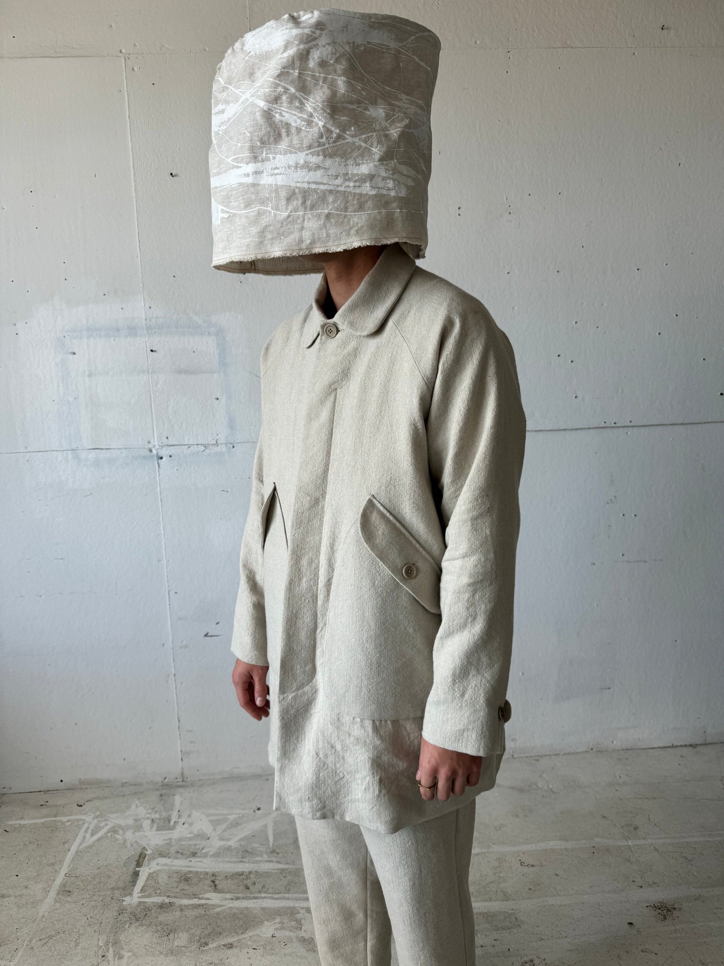 Bell Coat in Wool/Linen Herringbone