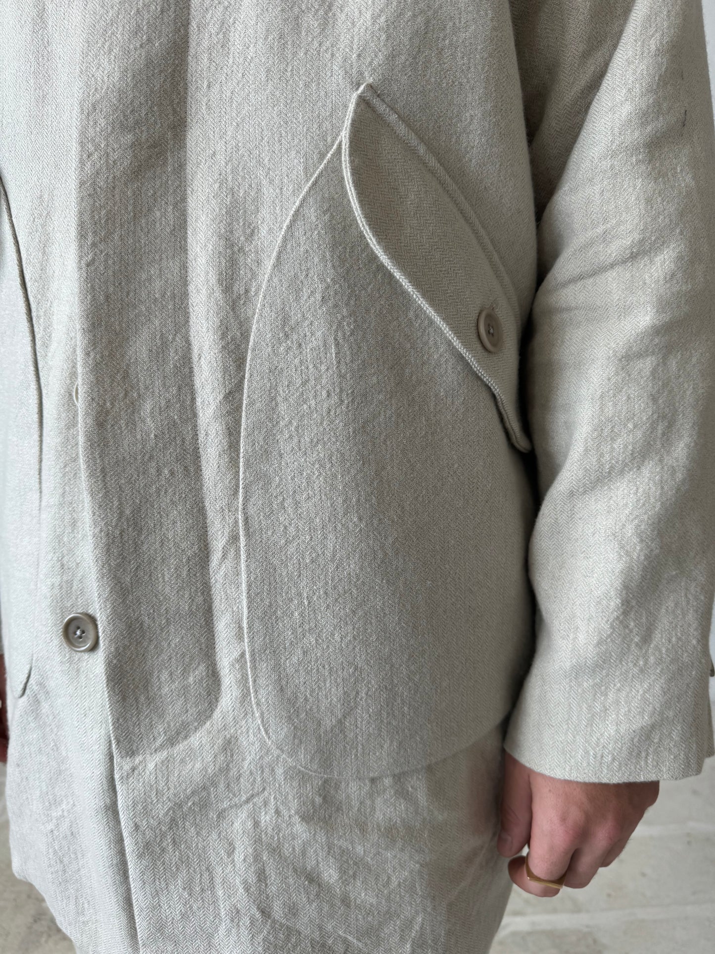 Bell Coat in Wool/Linen Herringbone