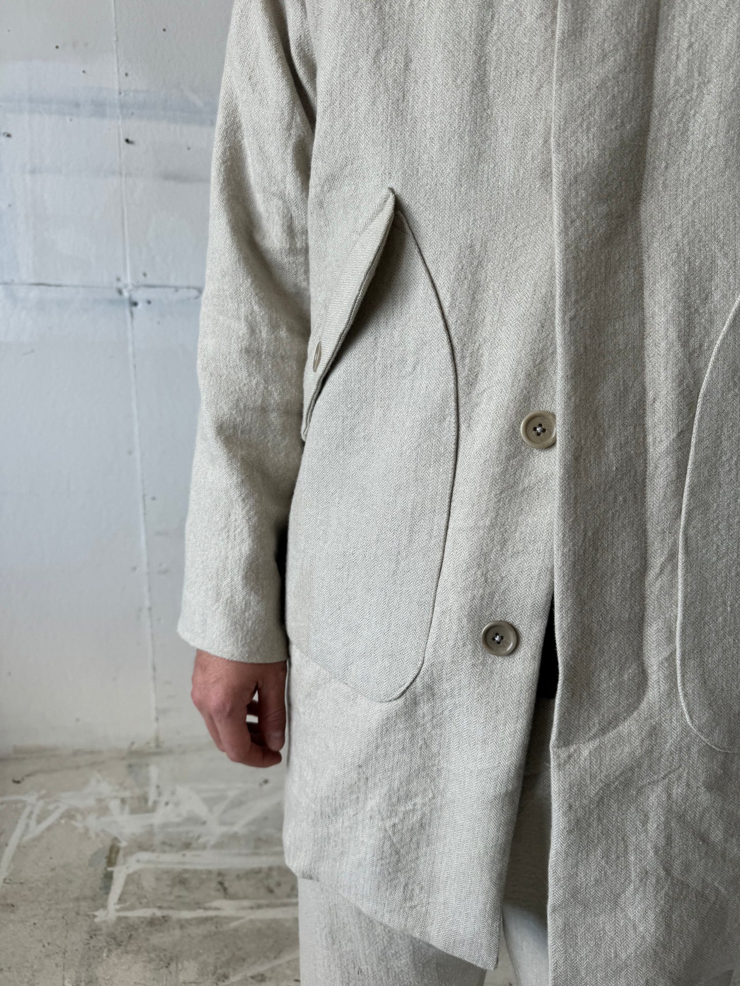 Bell Coat in Wool/Linen Herringbone