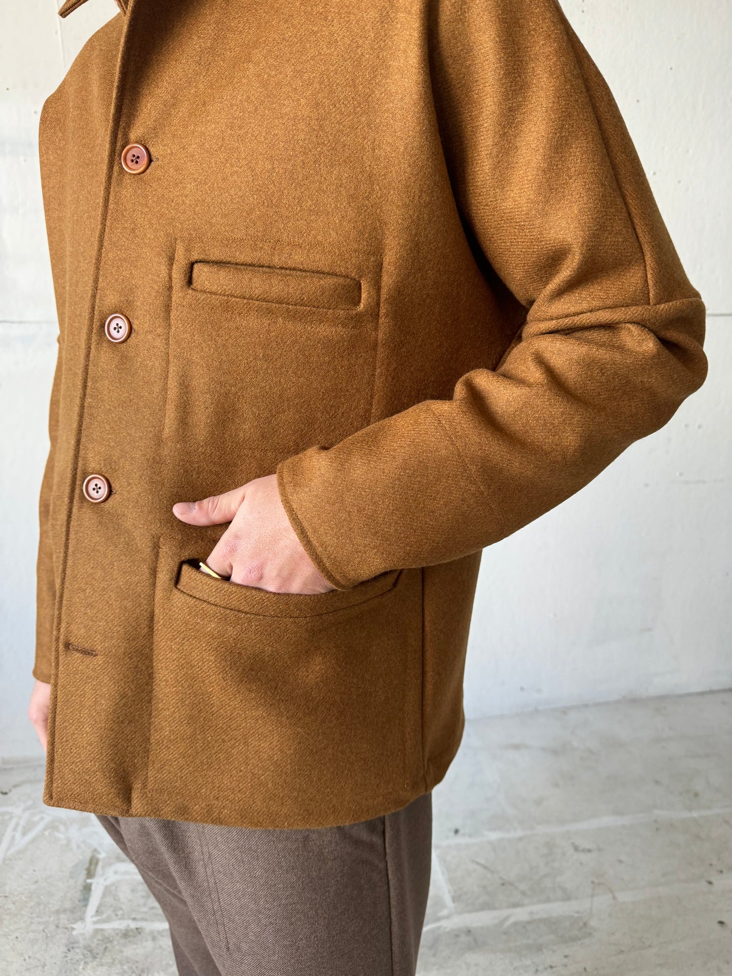 Work Jacket in Orange Wool Tweed