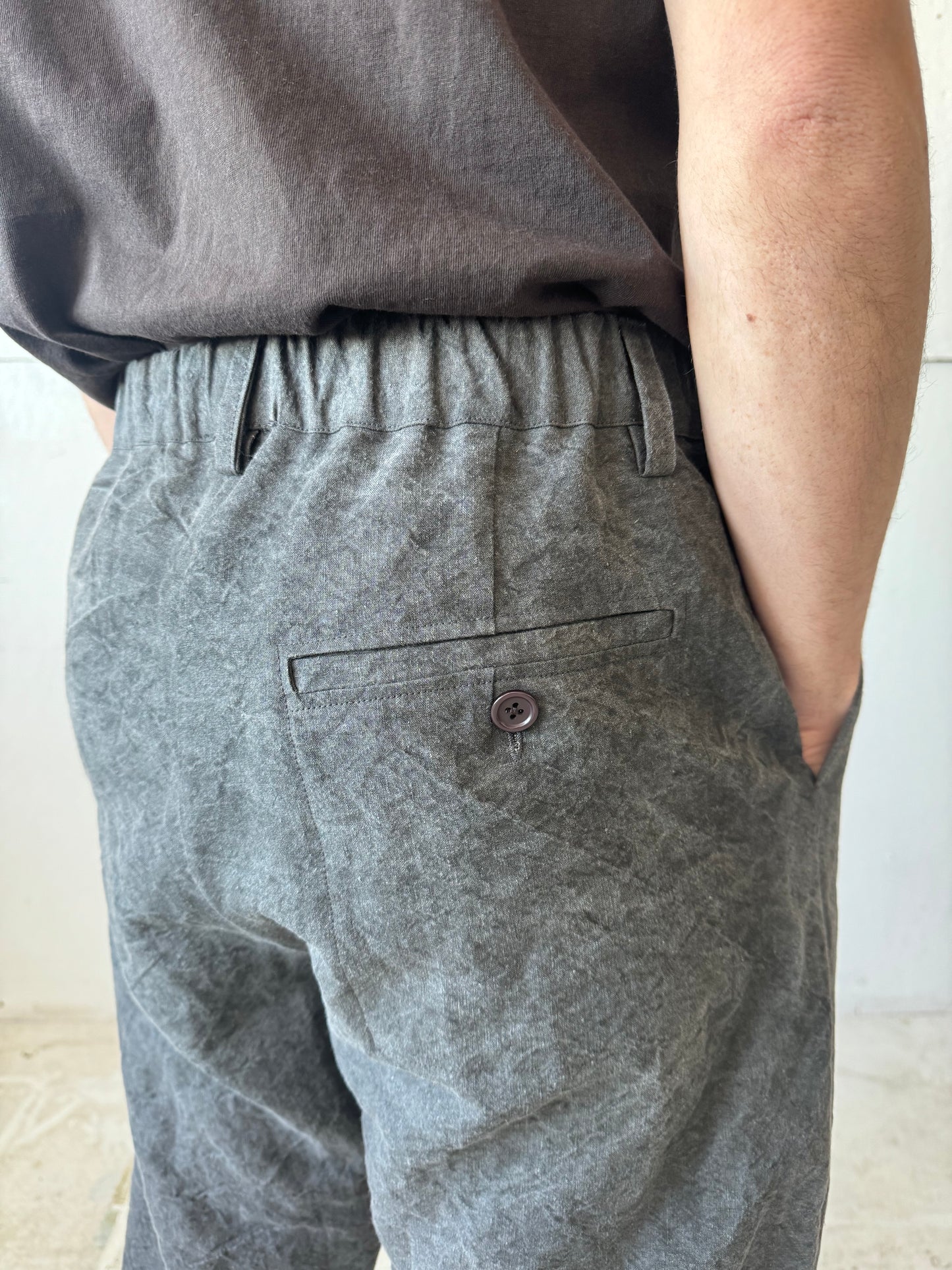 Work Pants in Dark Charcoal Dyed Paper/Linen
