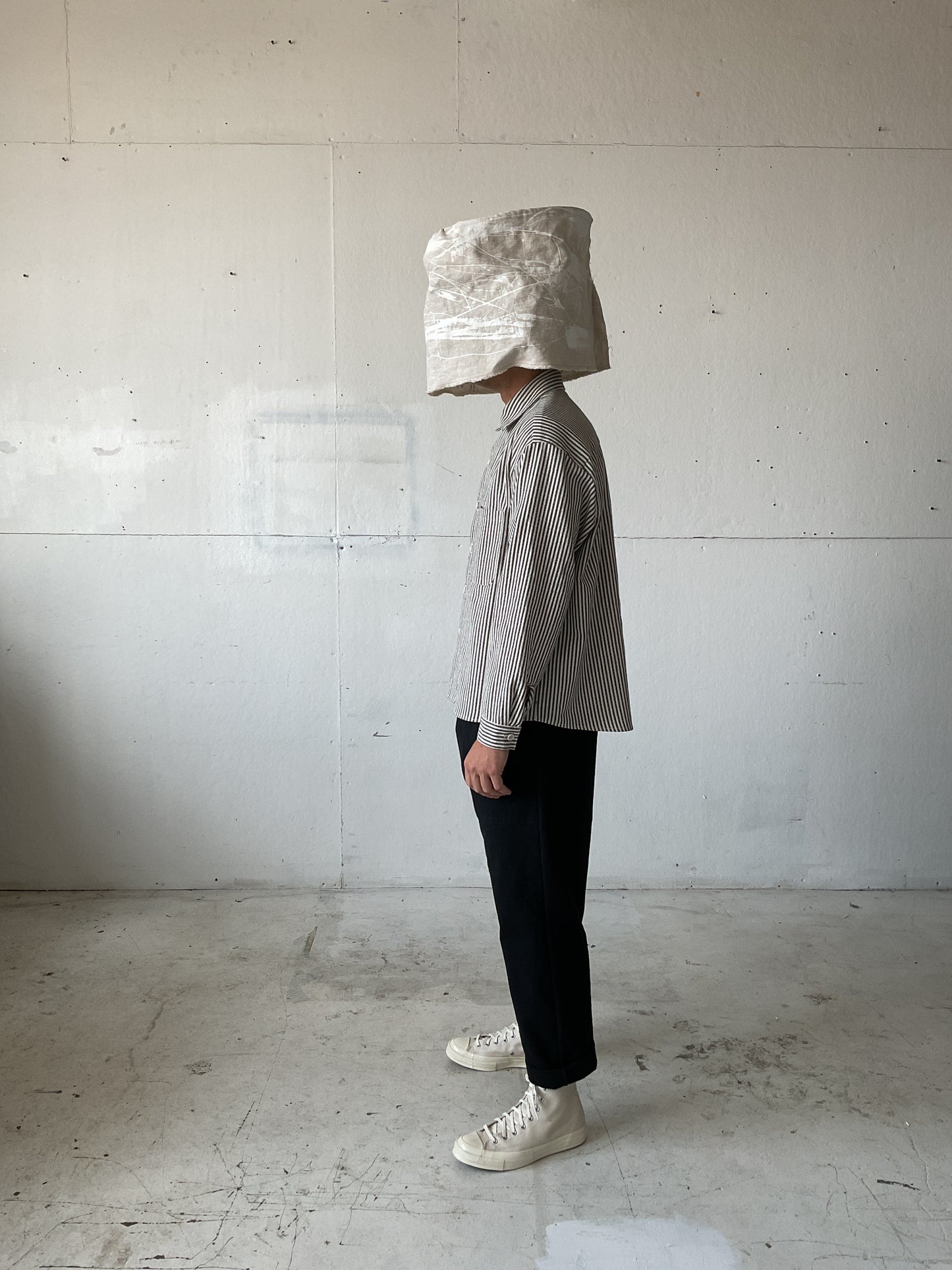 Tent Shirt in Cotton/Linen/Ramie Striped Dobby