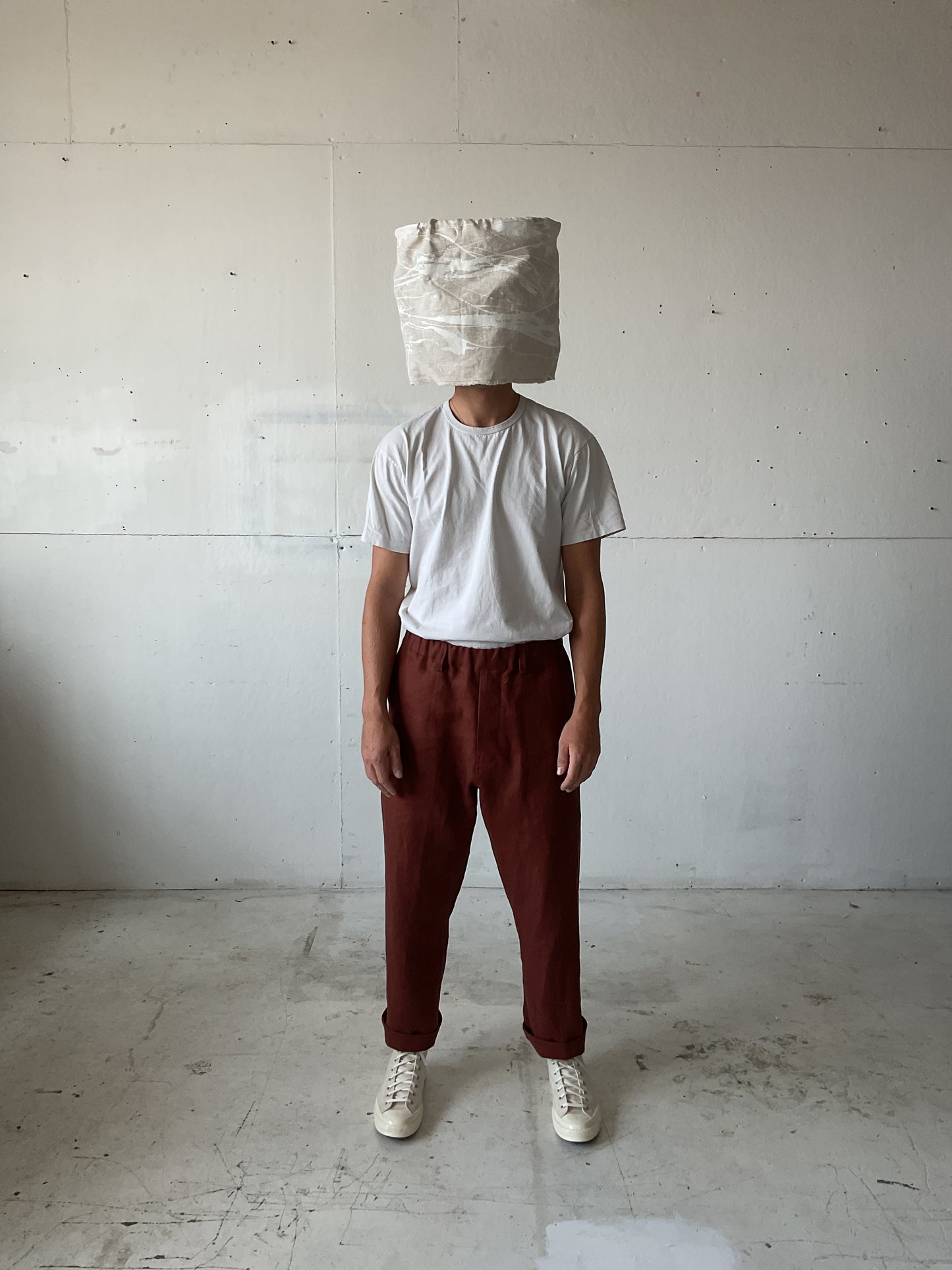 Work Pants in Oxblood Linen Canvas