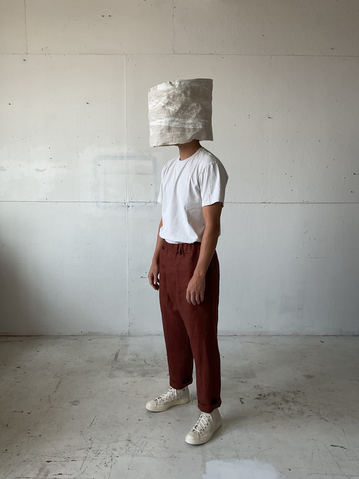 Work Pants in Oxblood Linen Canvas