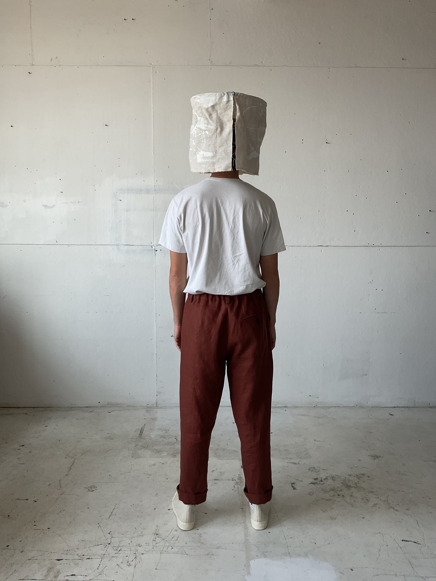 Work Pants in Oxblood Linen Canvas