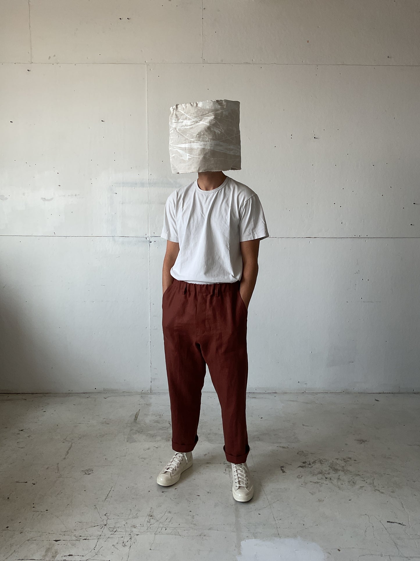 Work Pants in Oxblood Linen Canvas