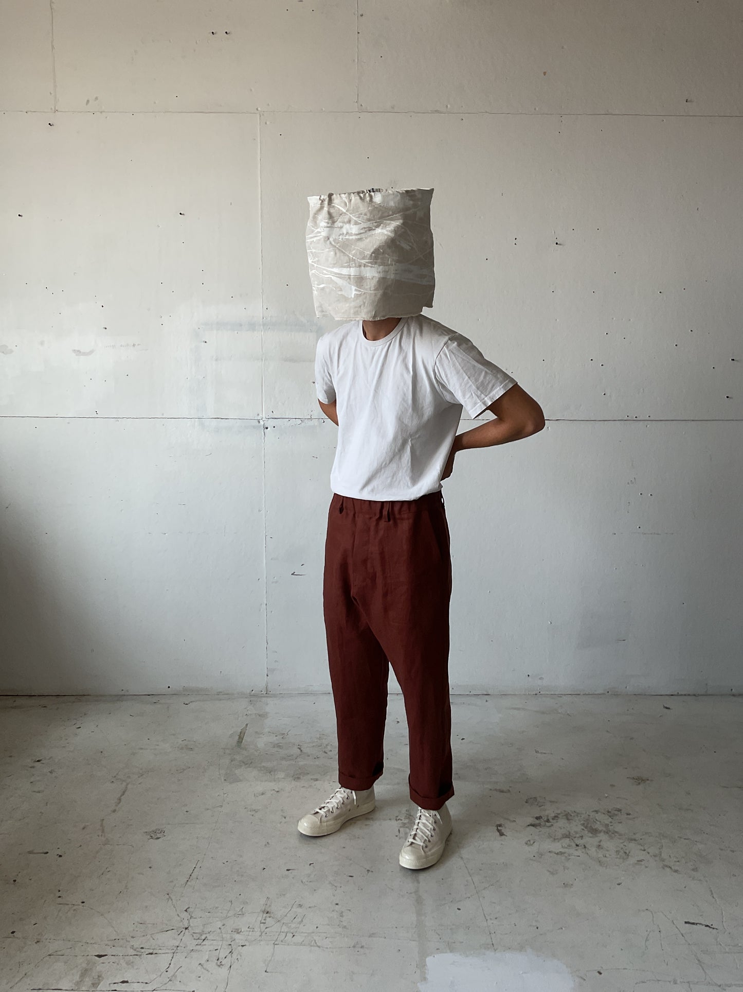 Work Pants in Oxblood Linen Canvas