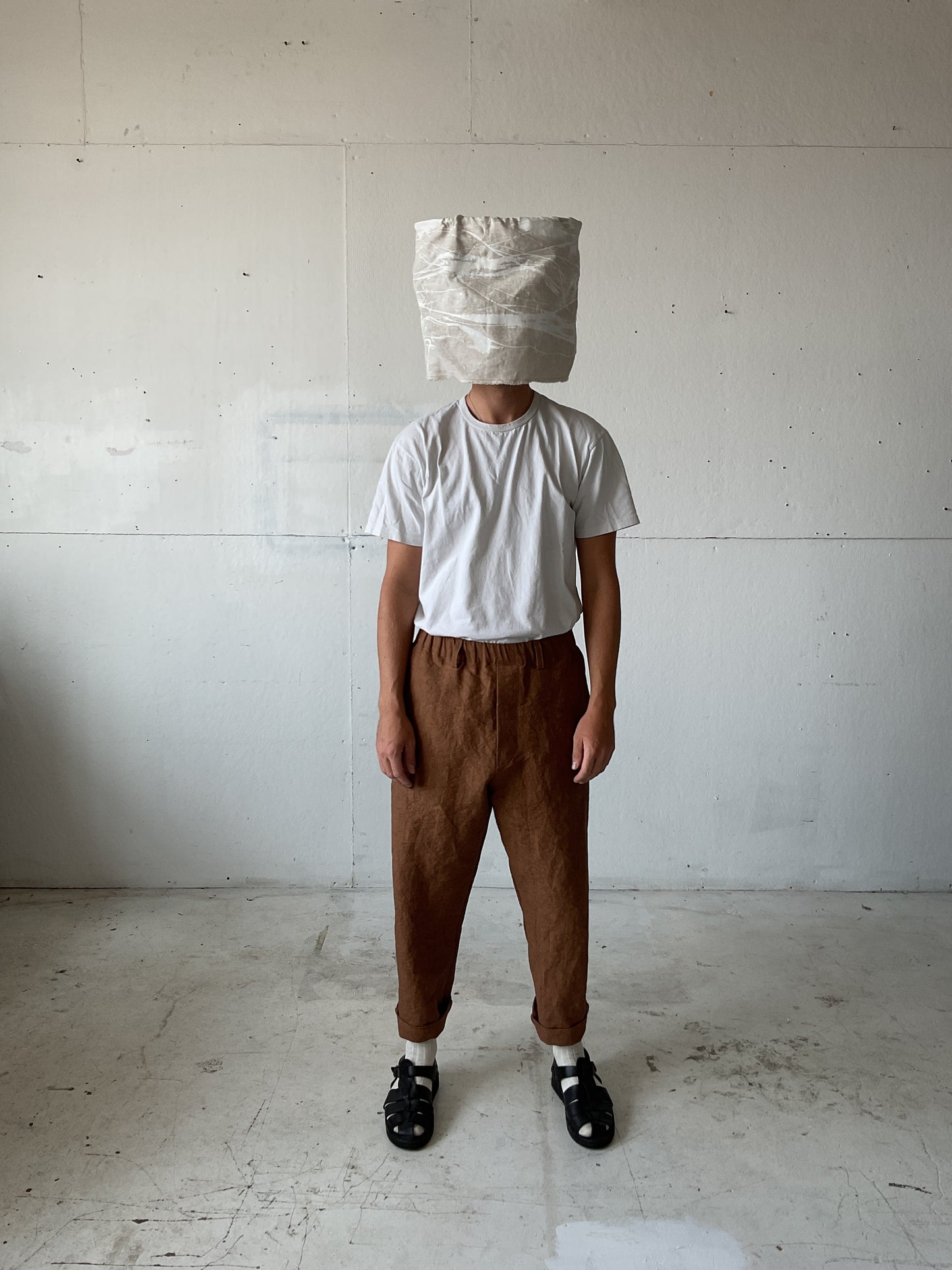 Work Pants in Persimmon Dyed Paper/Linen