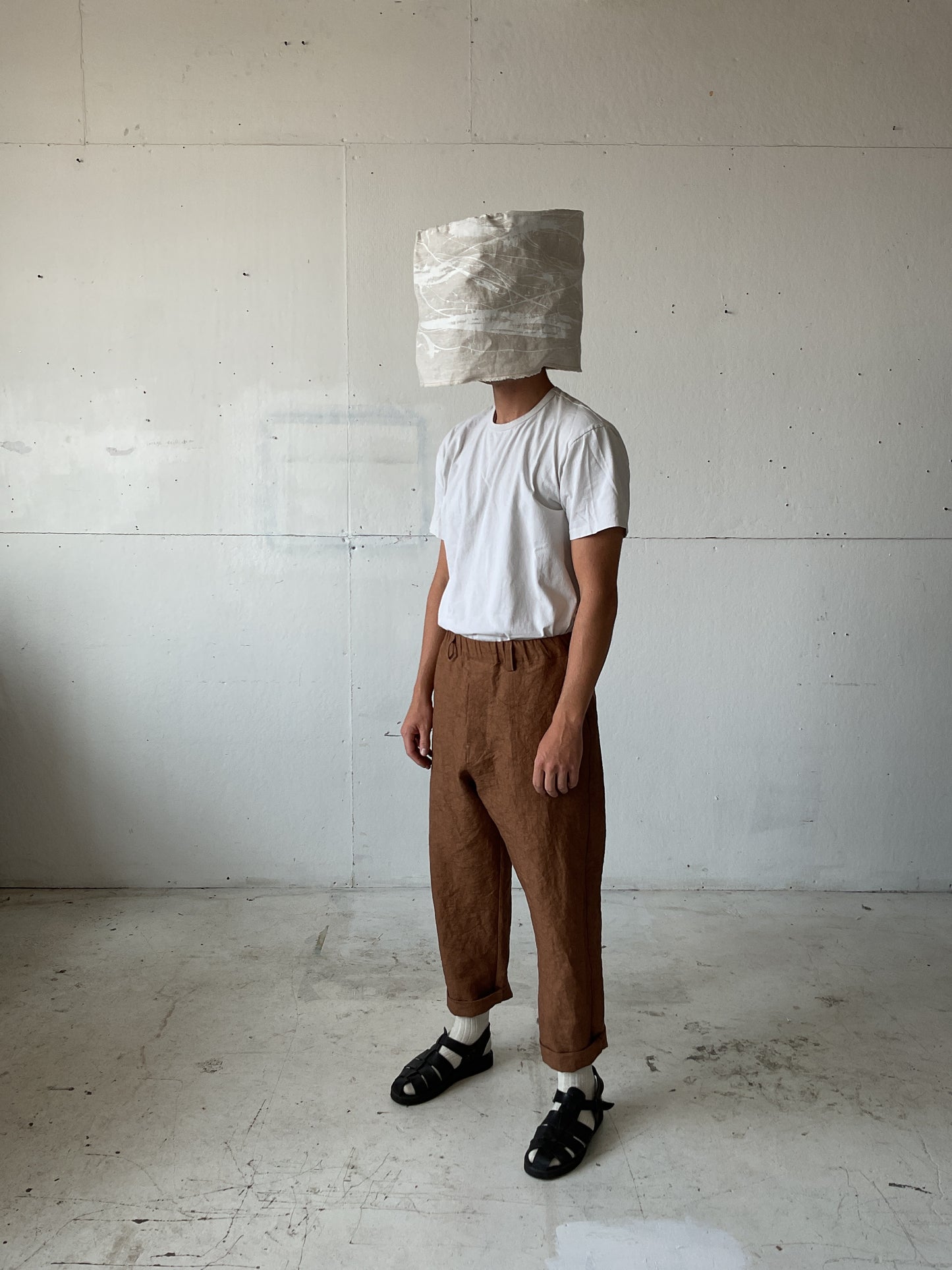 Work Pants in Persimmon Dyed Paper/Linen