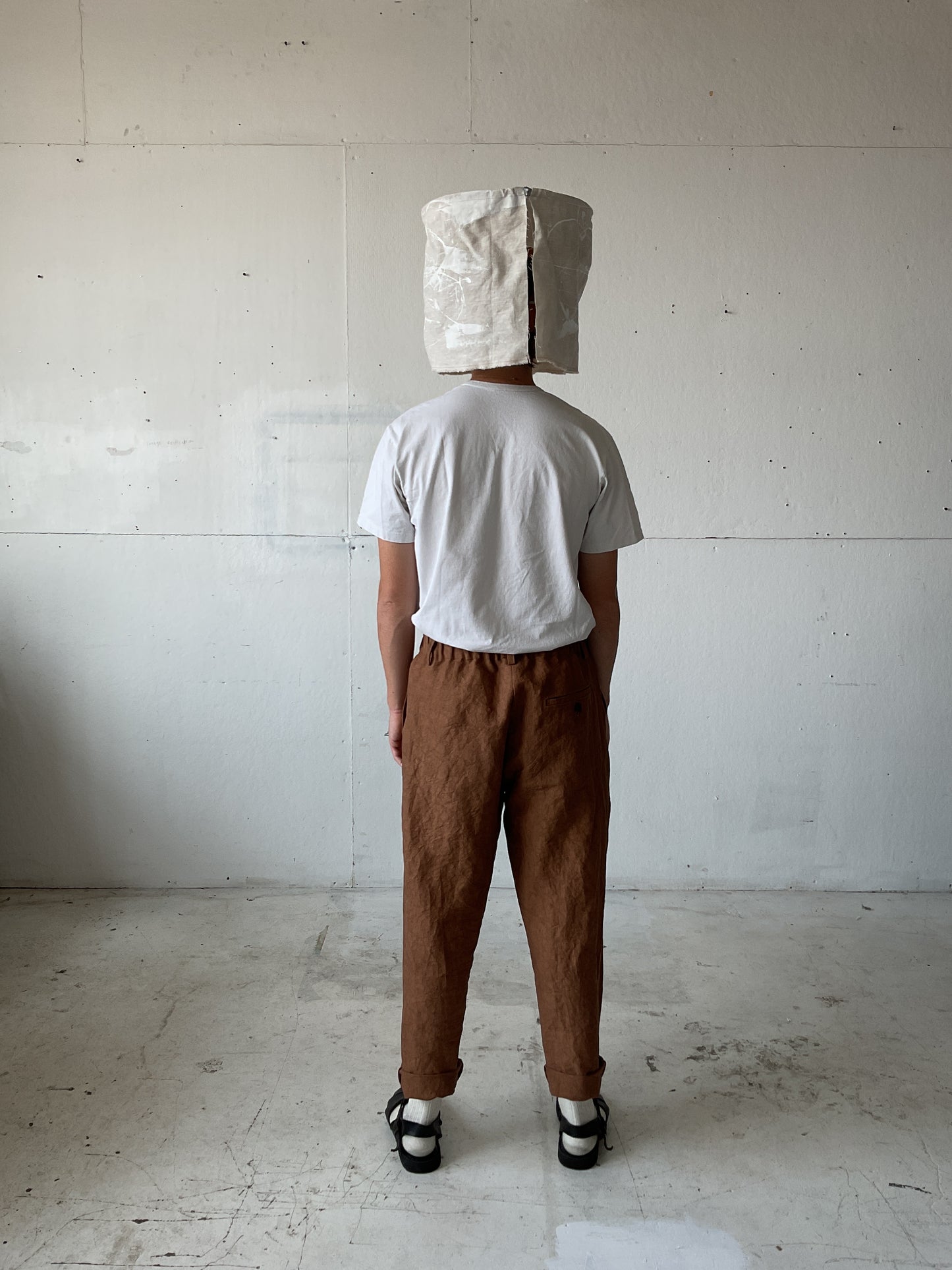 Work Pants in Persimmon Dyed Paper/Linen