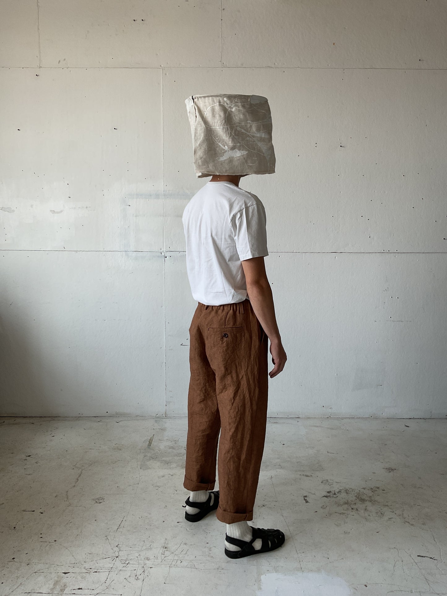 Work Pants in Persimmon Dyed Paper/Linen