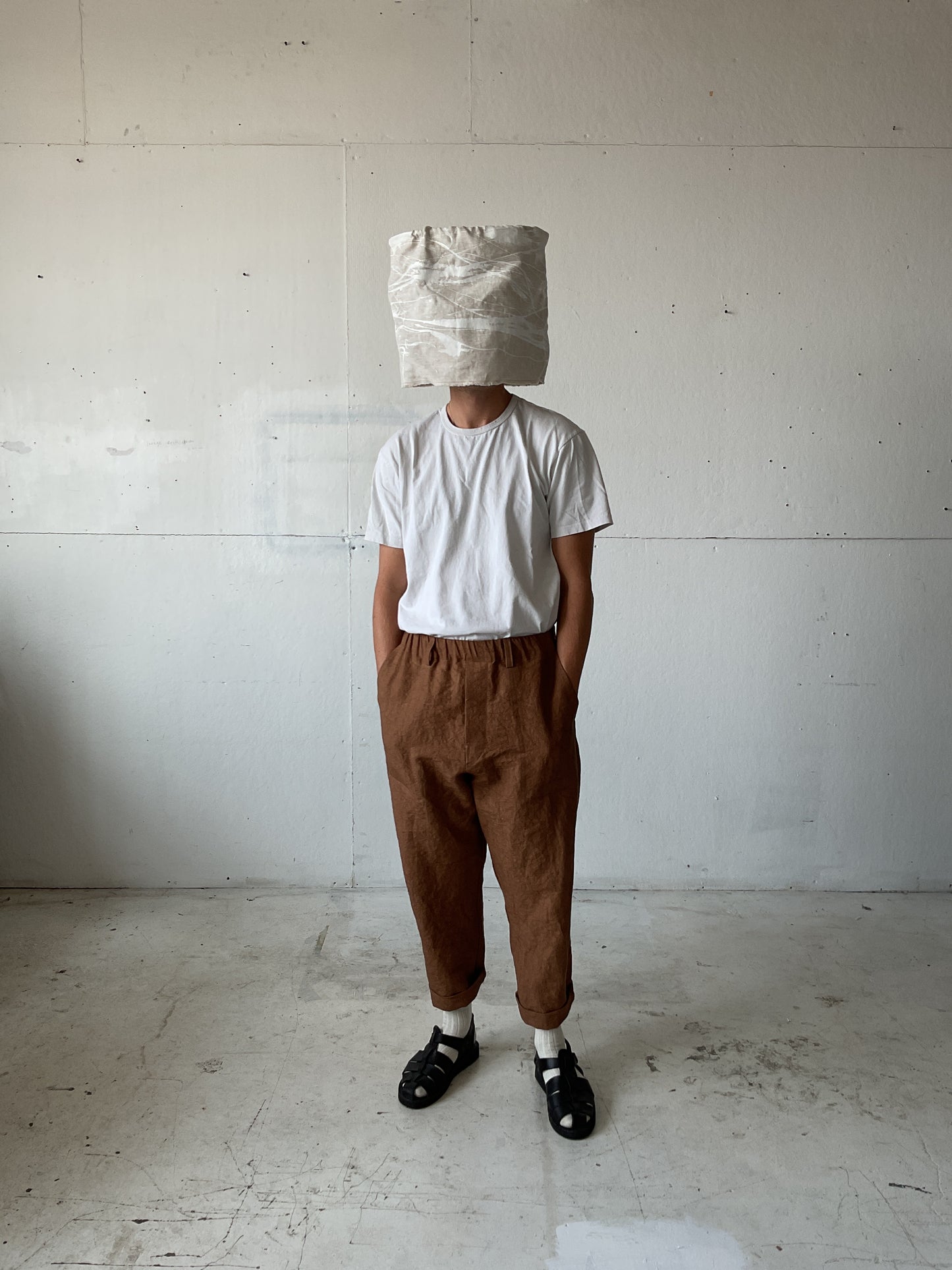 Work Pants in Persimmon Dyed Paper/Linen