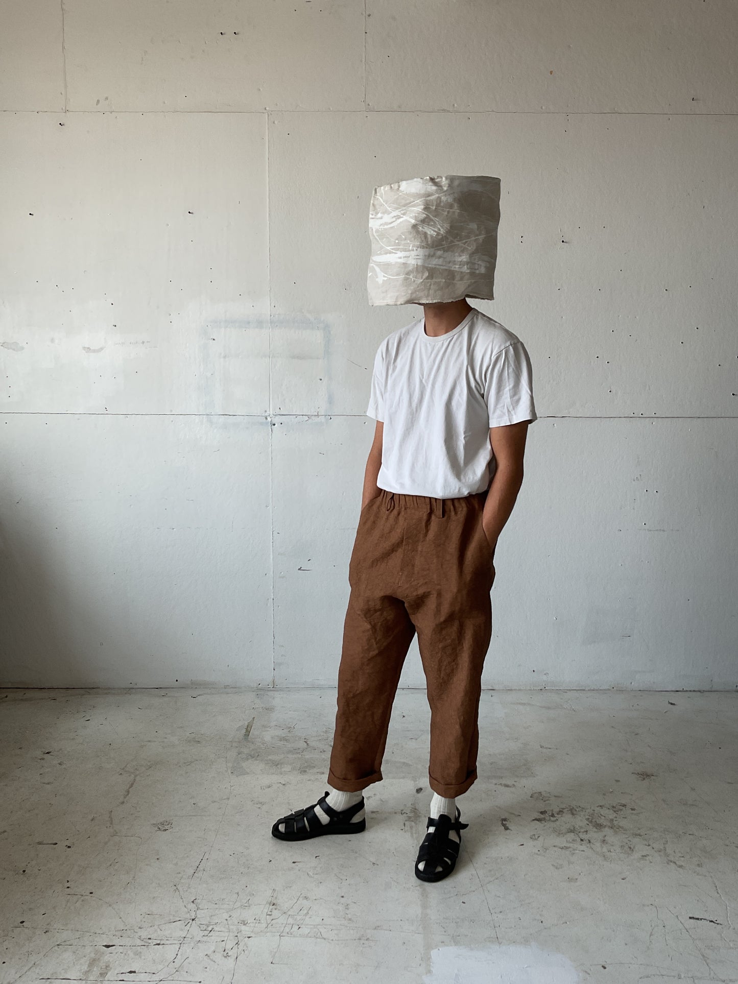 Work Pants in Persimmon Dyed Paper/Linen