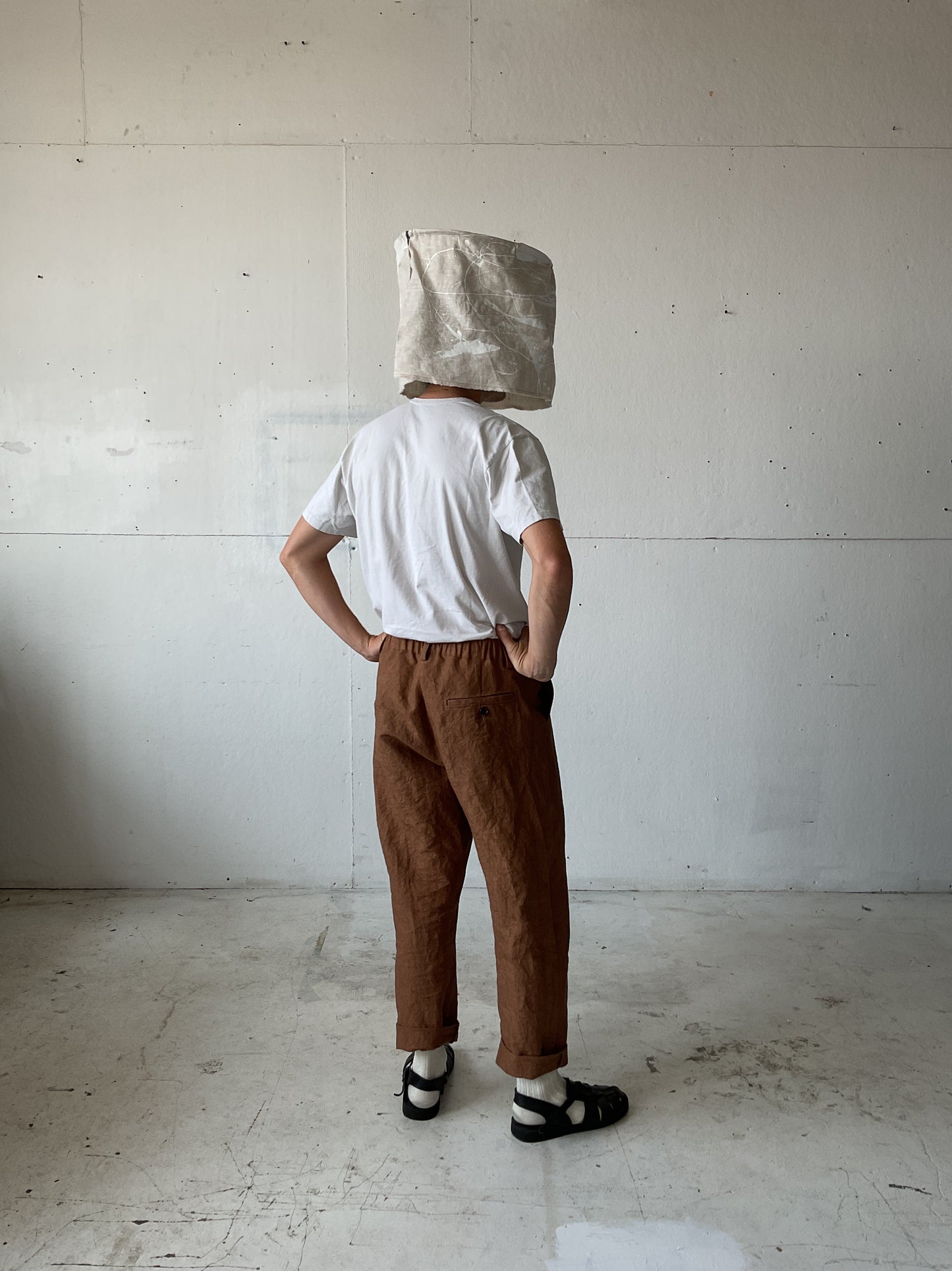 Work Pants in Persimmon Dyed Paper/Linen