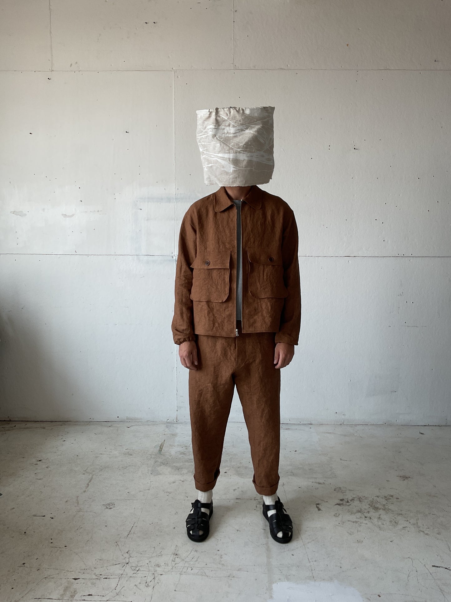 Fishing Jacket in Persimmon Dyed Paper/Linen