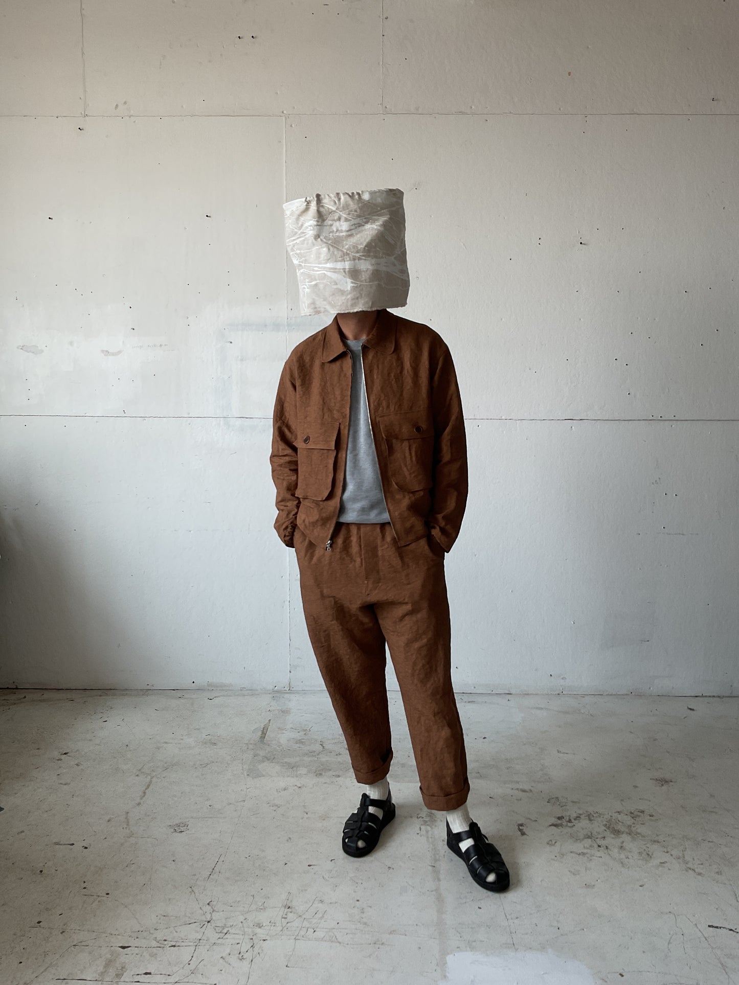 Fishing Jacket in Persimmon Dyed Paper/Linen