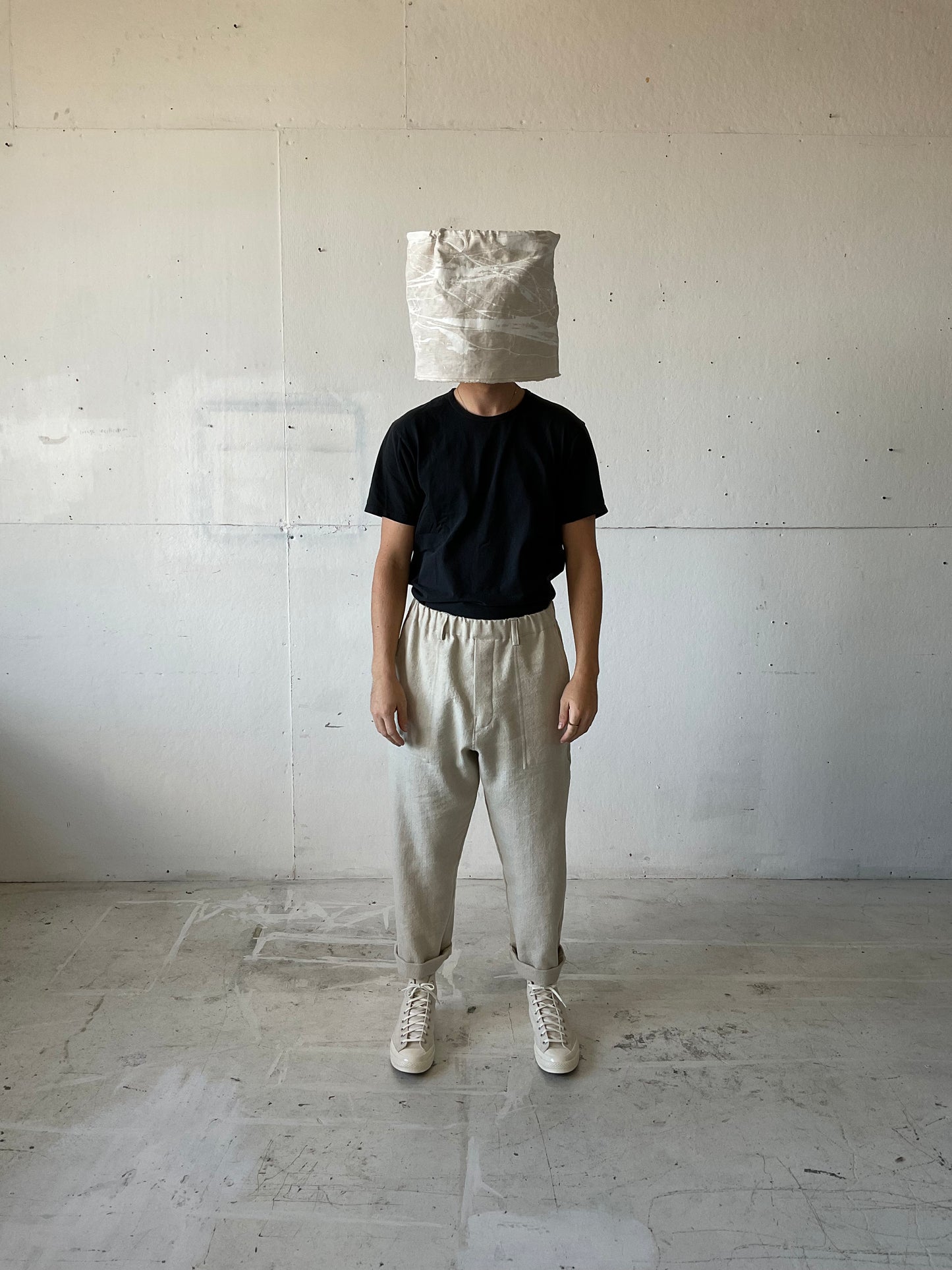 Work Pants in Wool/Linen Herringbone
