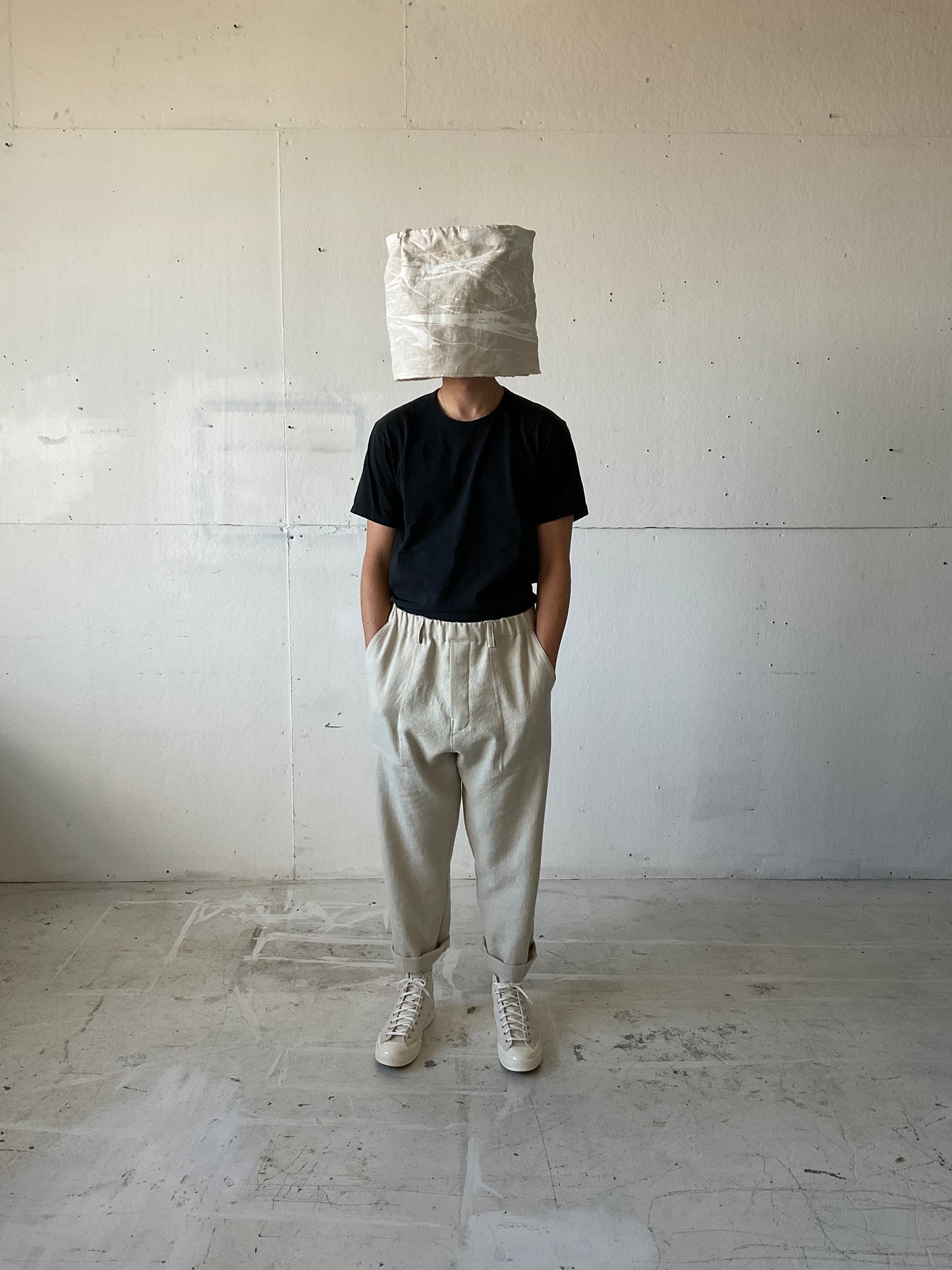 Work Pants in Wool/Linen Herringbone