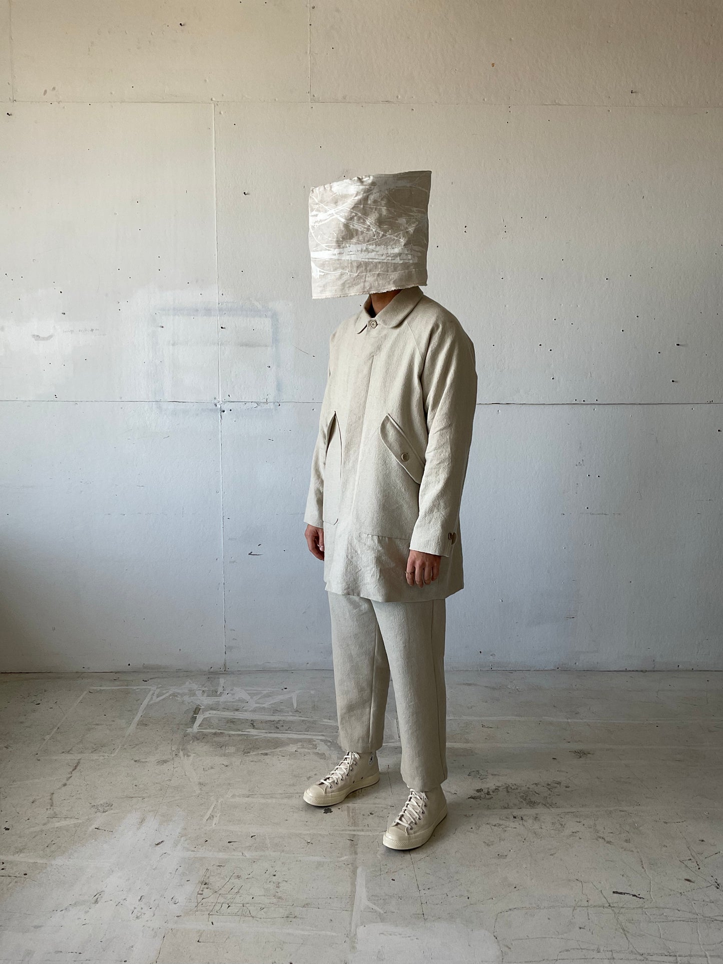 Bell Coat in Wool/Linen Herringbone
