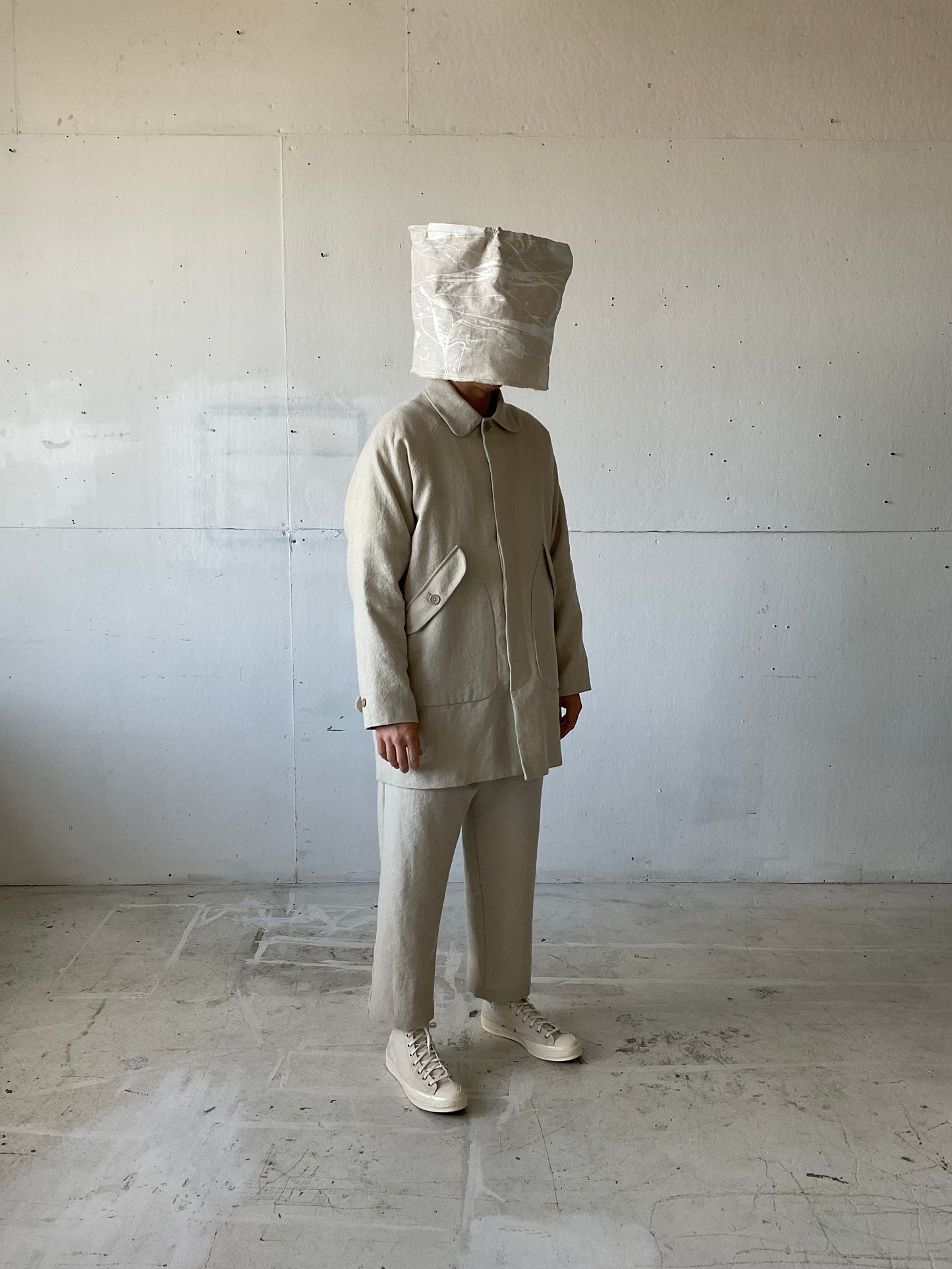 Bell Coat in Wool/Linen Herringbone