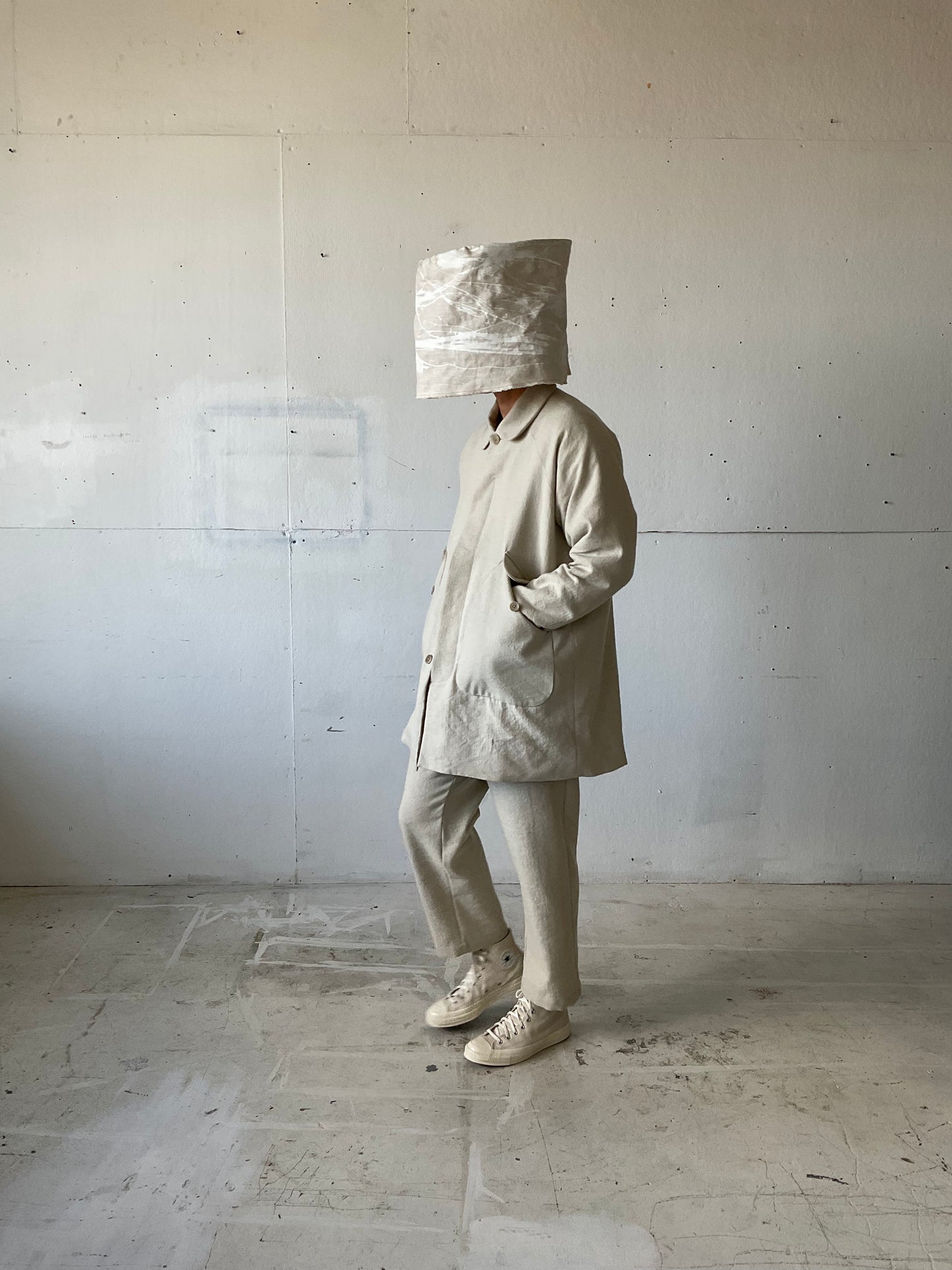 Bell Coat in Wool/Linen Herringbone