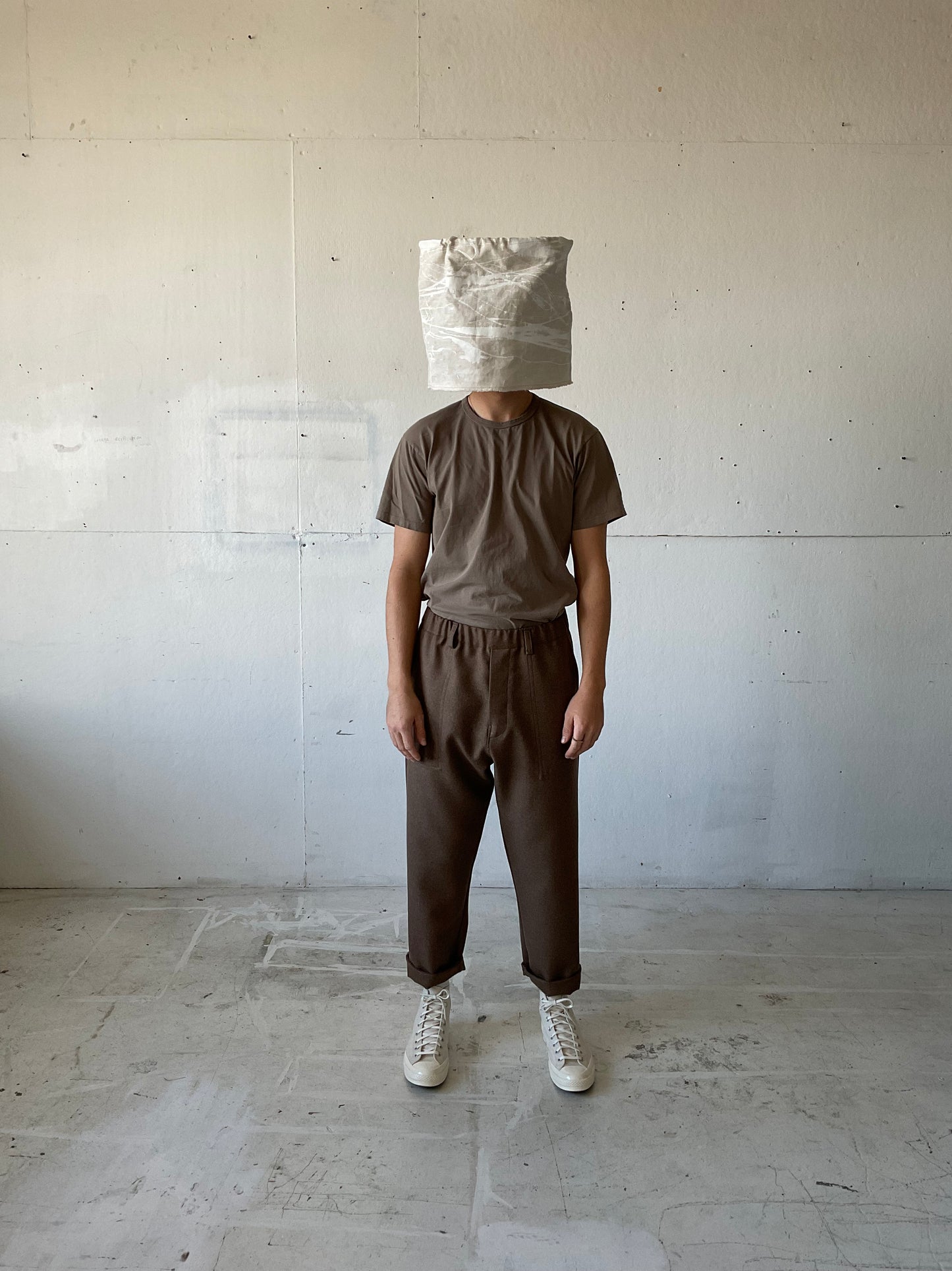 Work Pants in Brown Wool Twill