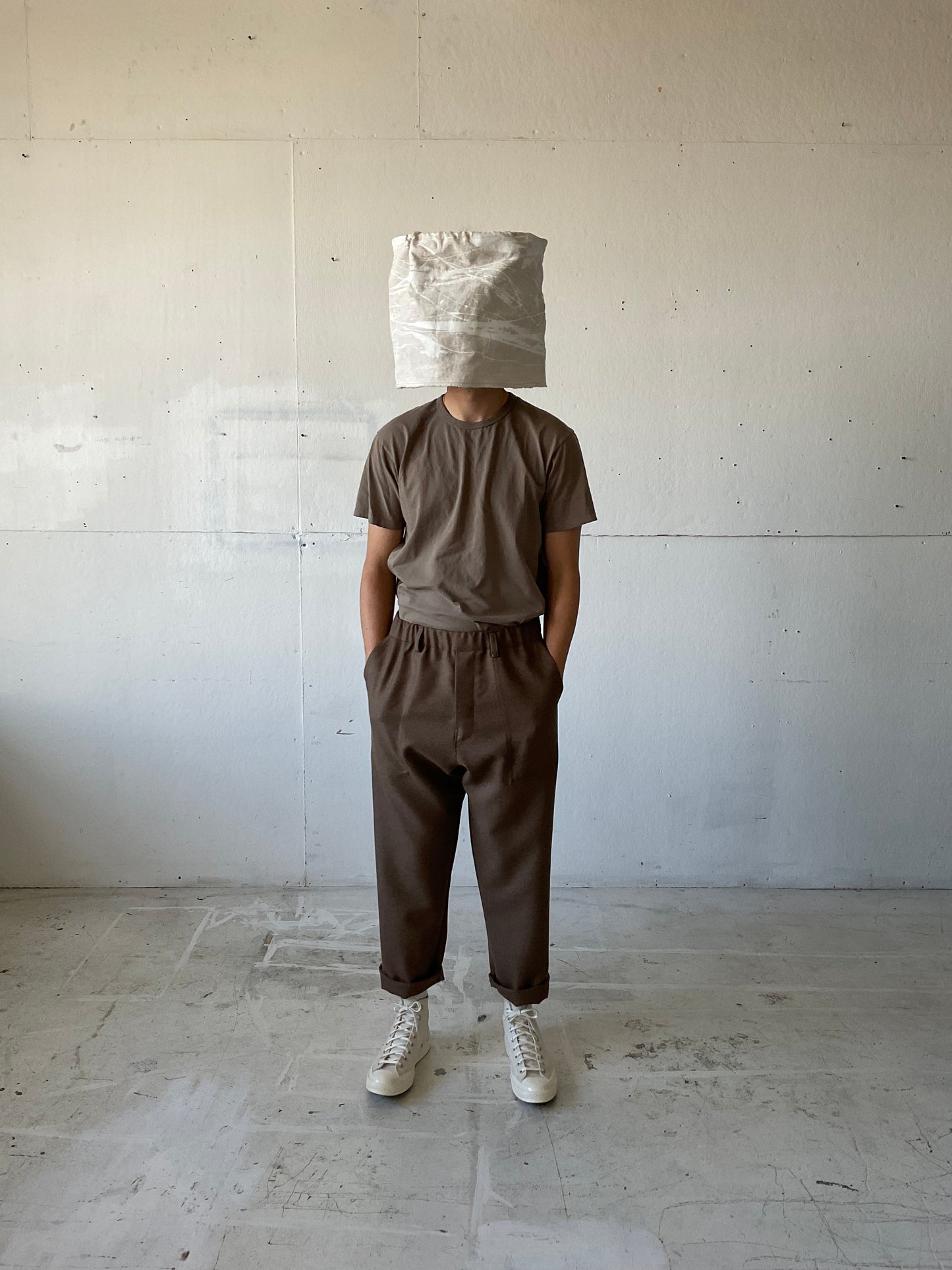 Work Pants in Brown Wool Twill