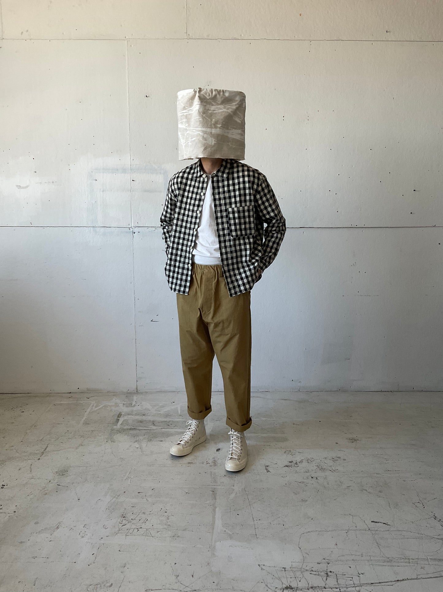 Tent Shirt in Wool/Linen/Cotton Gingham