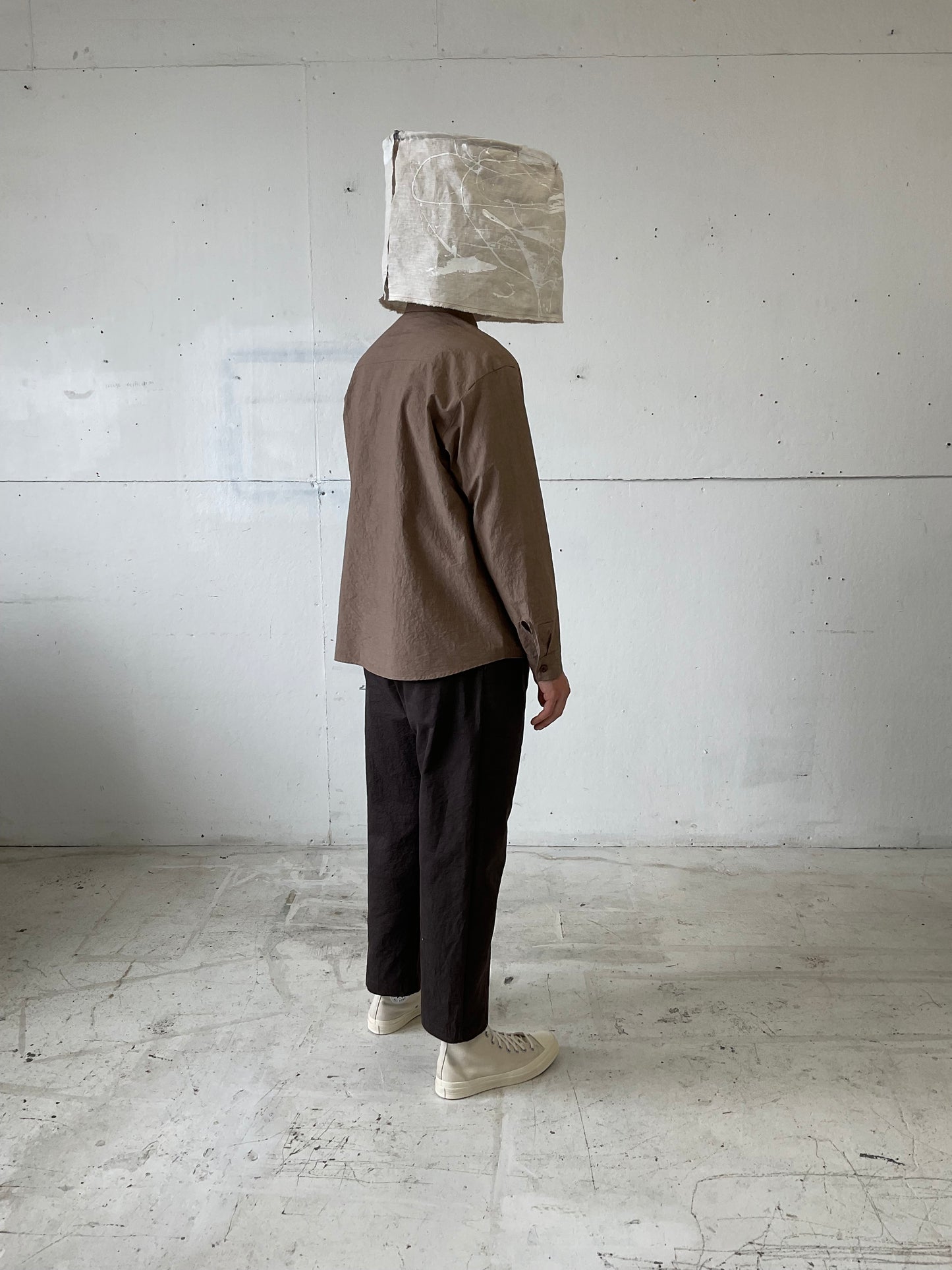 Tent Shirt in Brown Cotton/Linen Typewriter Cloth