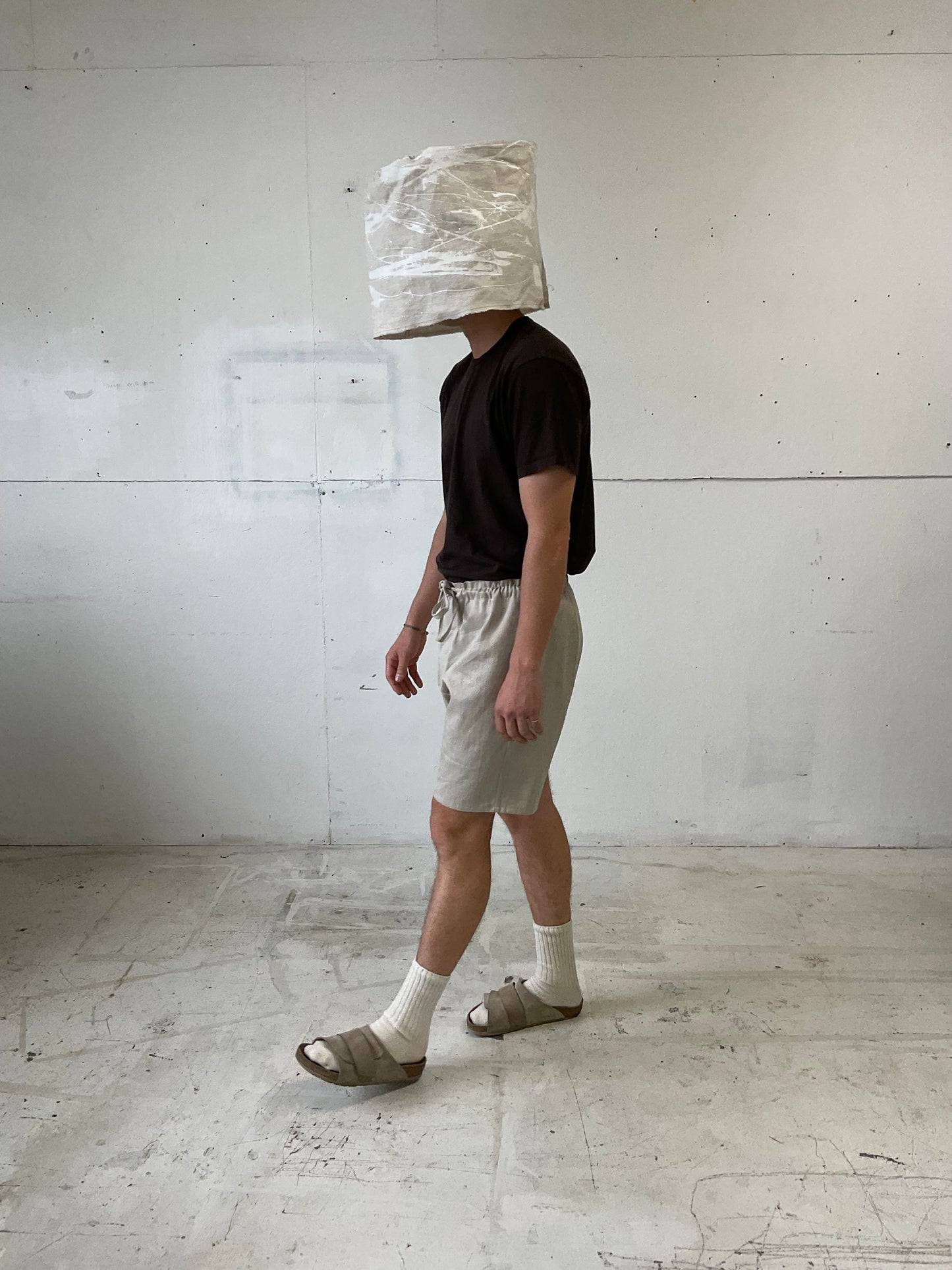 Bag Shorts in Linen/Cotton Twill