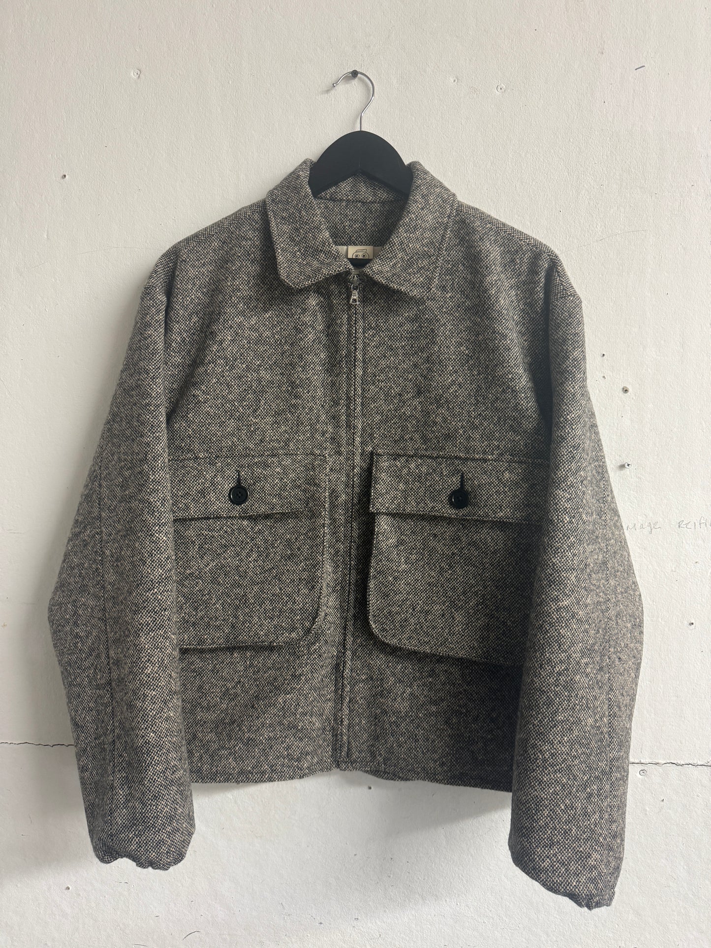 Fishing Jacket in Black/Beige Tweed