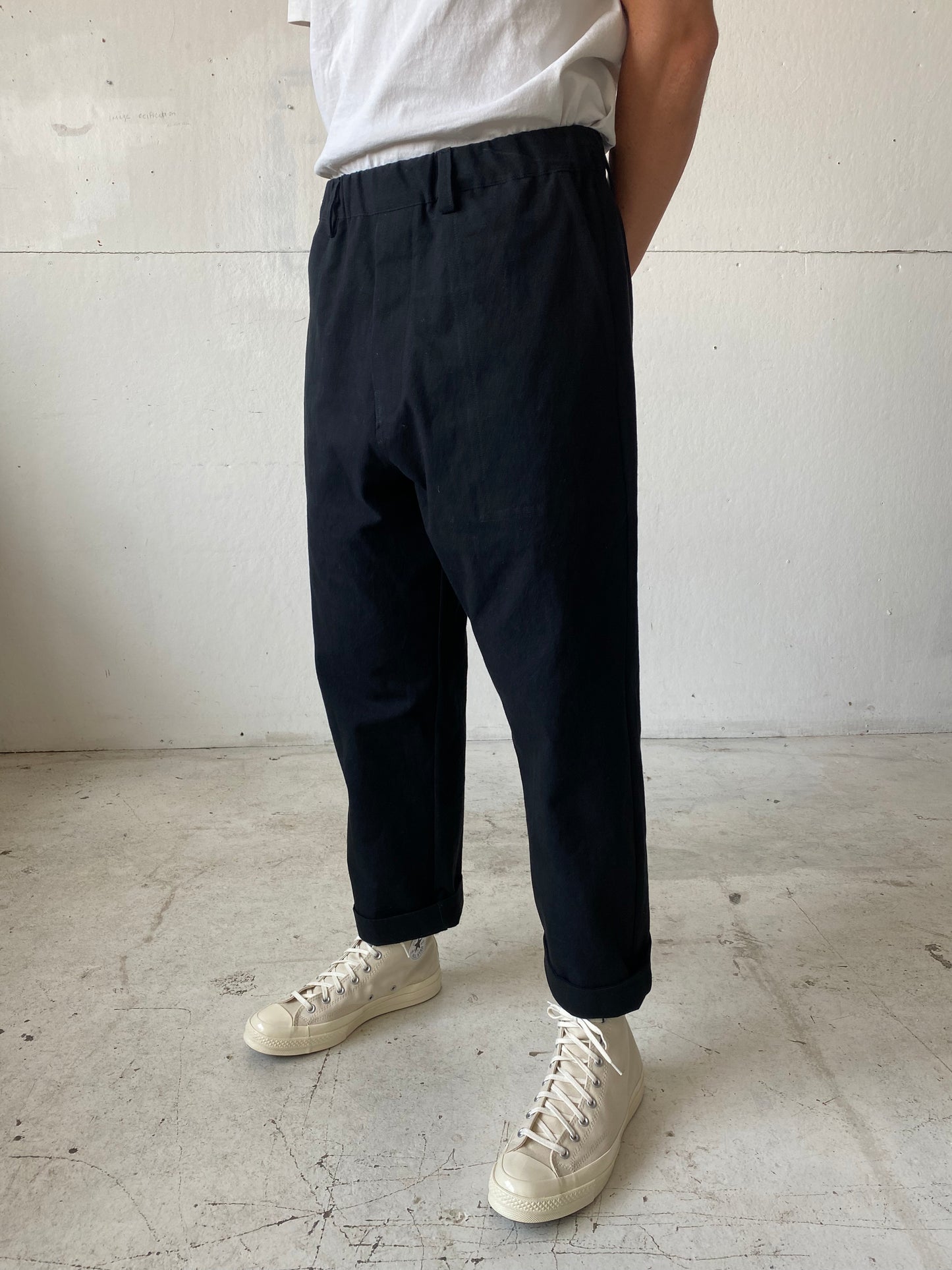 Work Pants in Black Cotton/Linen Canvas