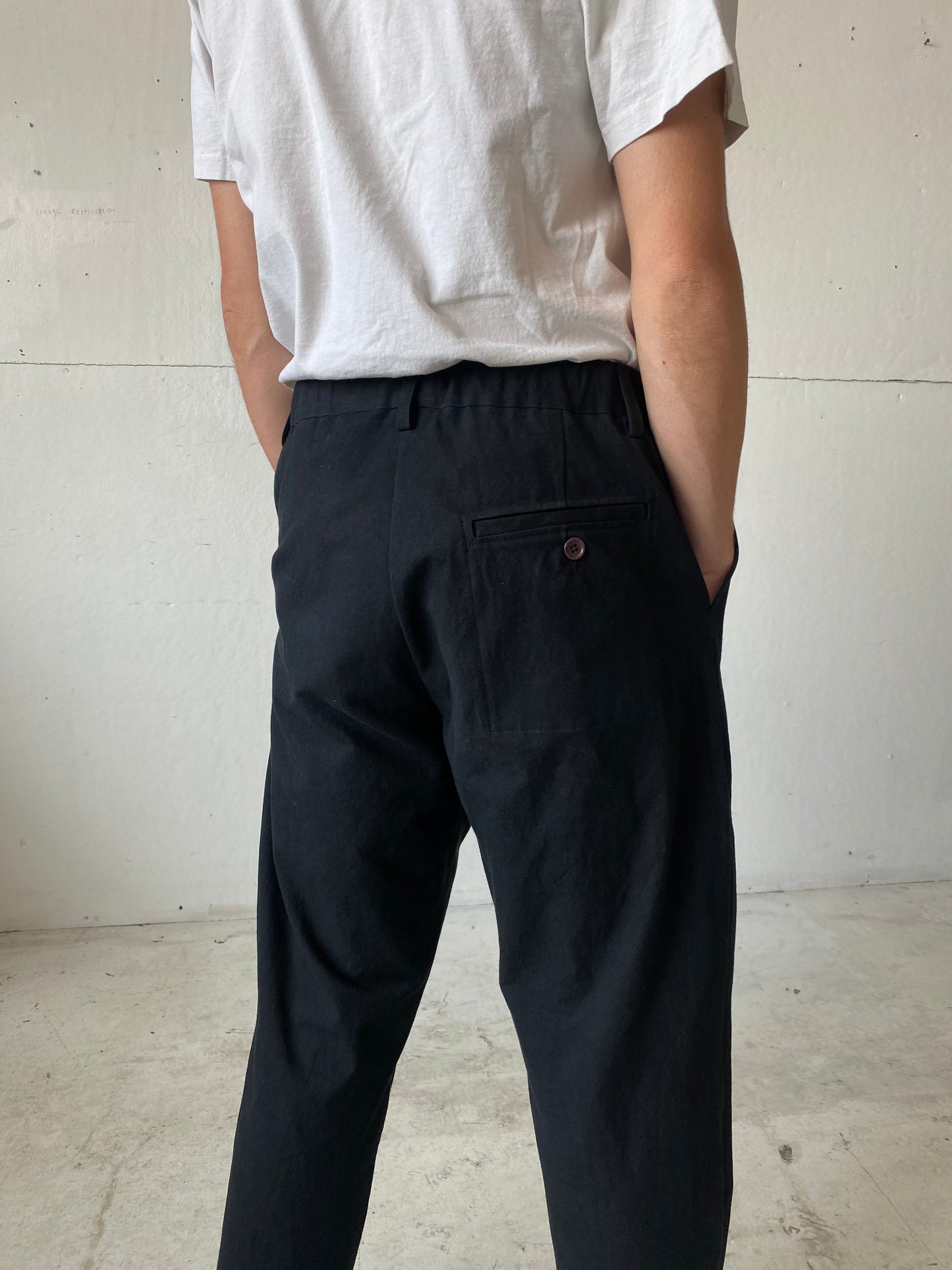 Work Pants in Black Cotton/Linen Canvas