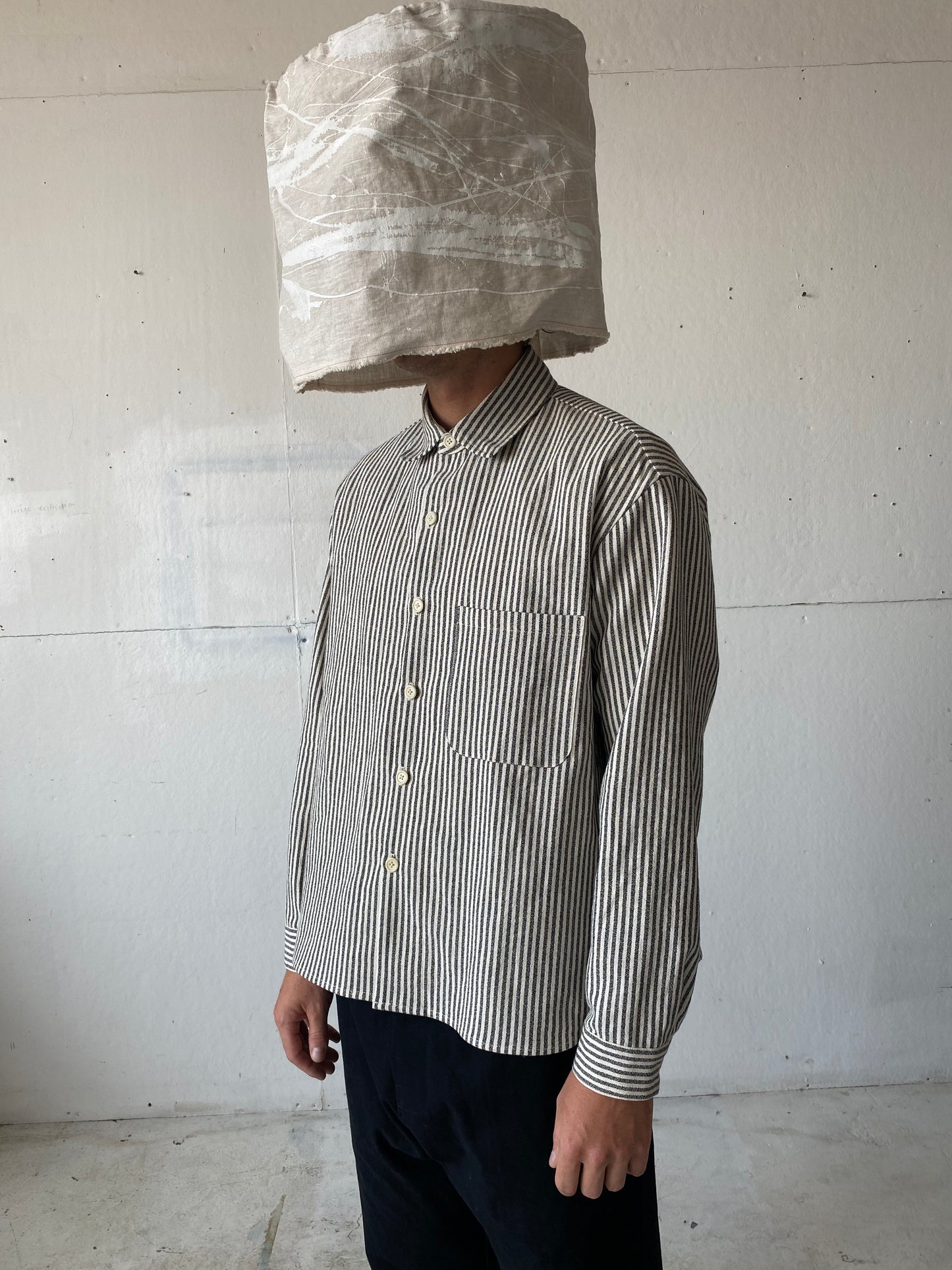 Tent Shirt in Cotton/Linen/Ramie Striped Dobby
