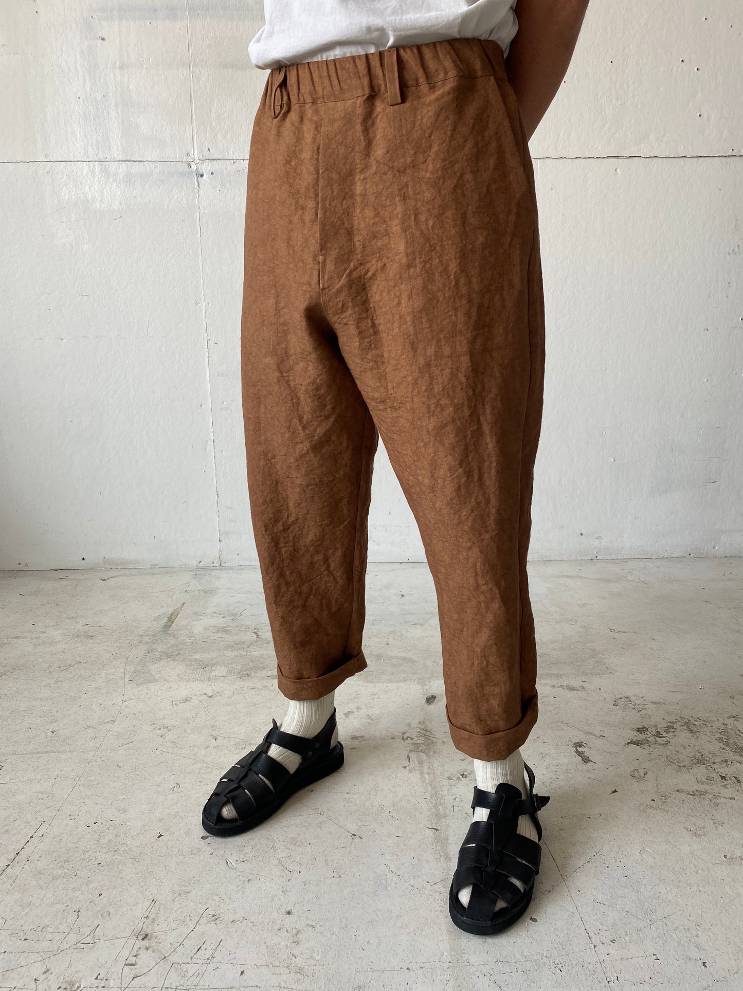 Work Pants in Persimmon Dyed Paper/Linen