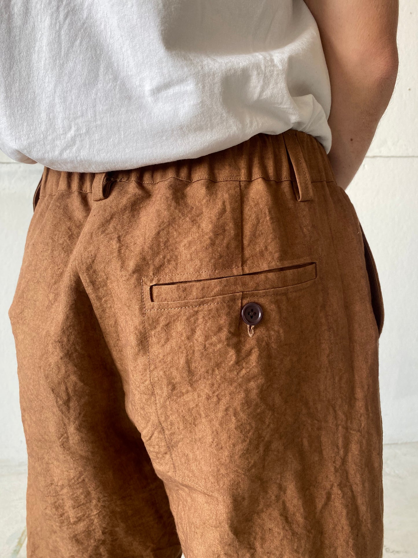Work Pants in Persimmon Dyed Paper/Linen