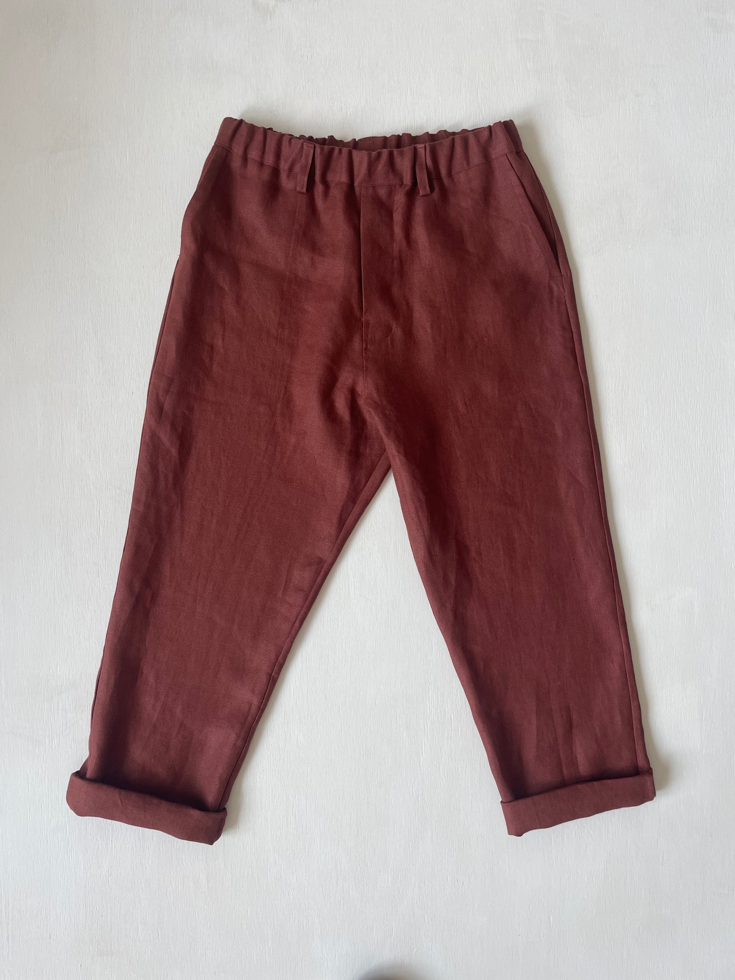 Work Pants in Oxblood Linen Canvas