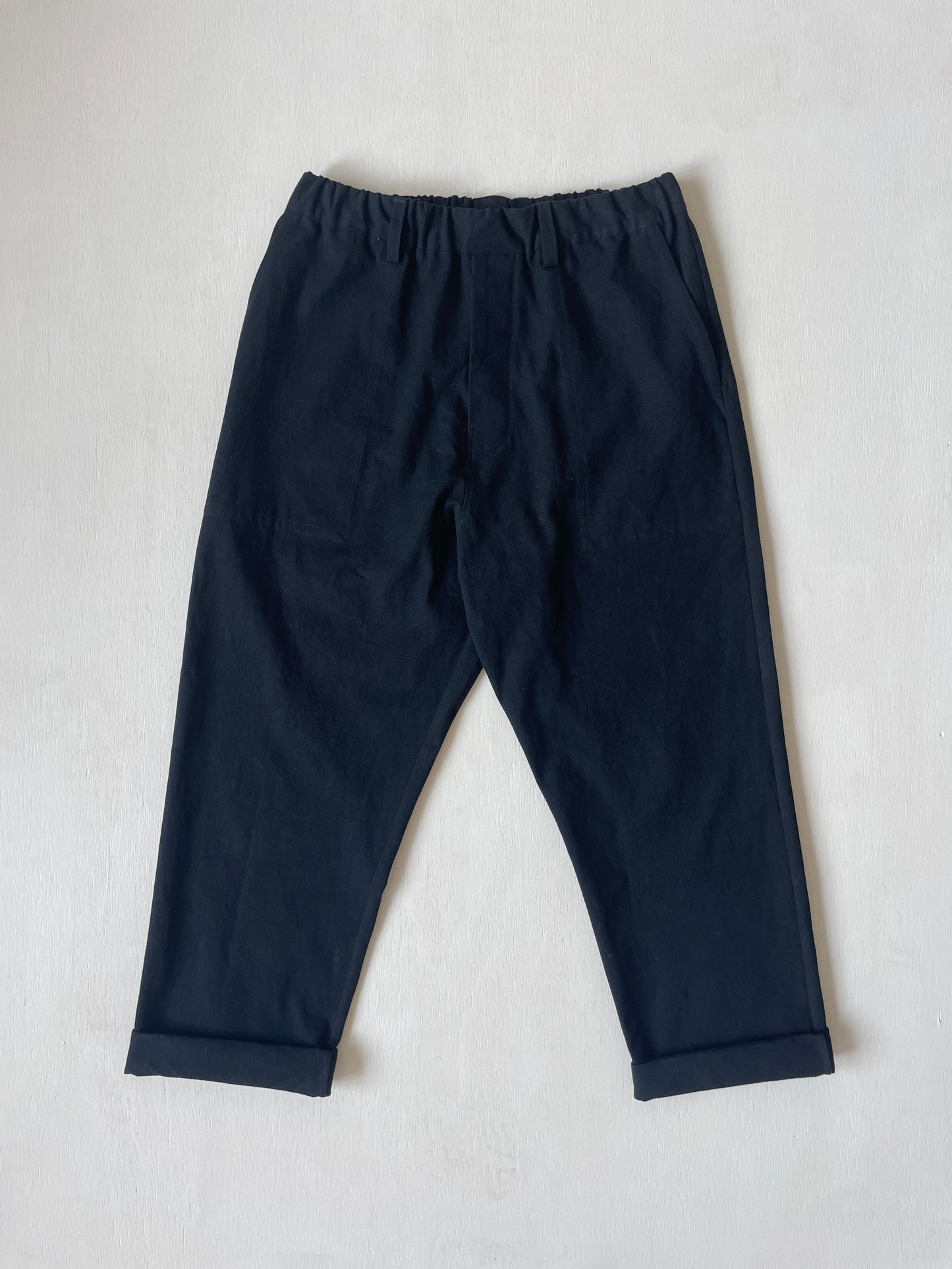 Work Pants in Black Cotton/Linen Canvas