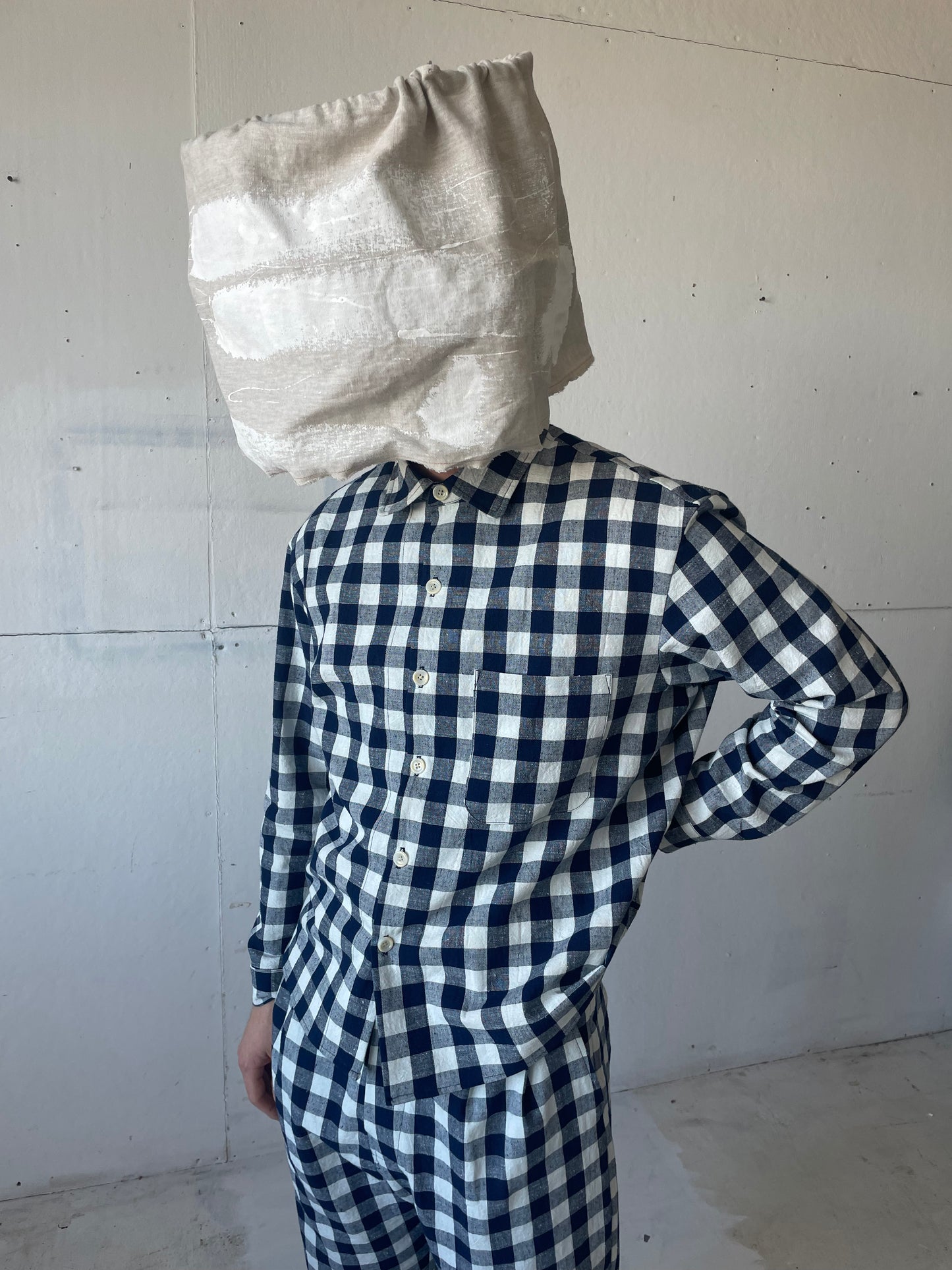 Tent Shirt in Cotton Indigo Gingham