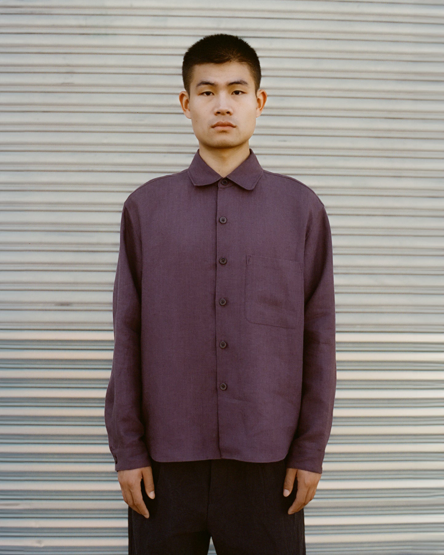 Tent Shirt in Aubergine Linen