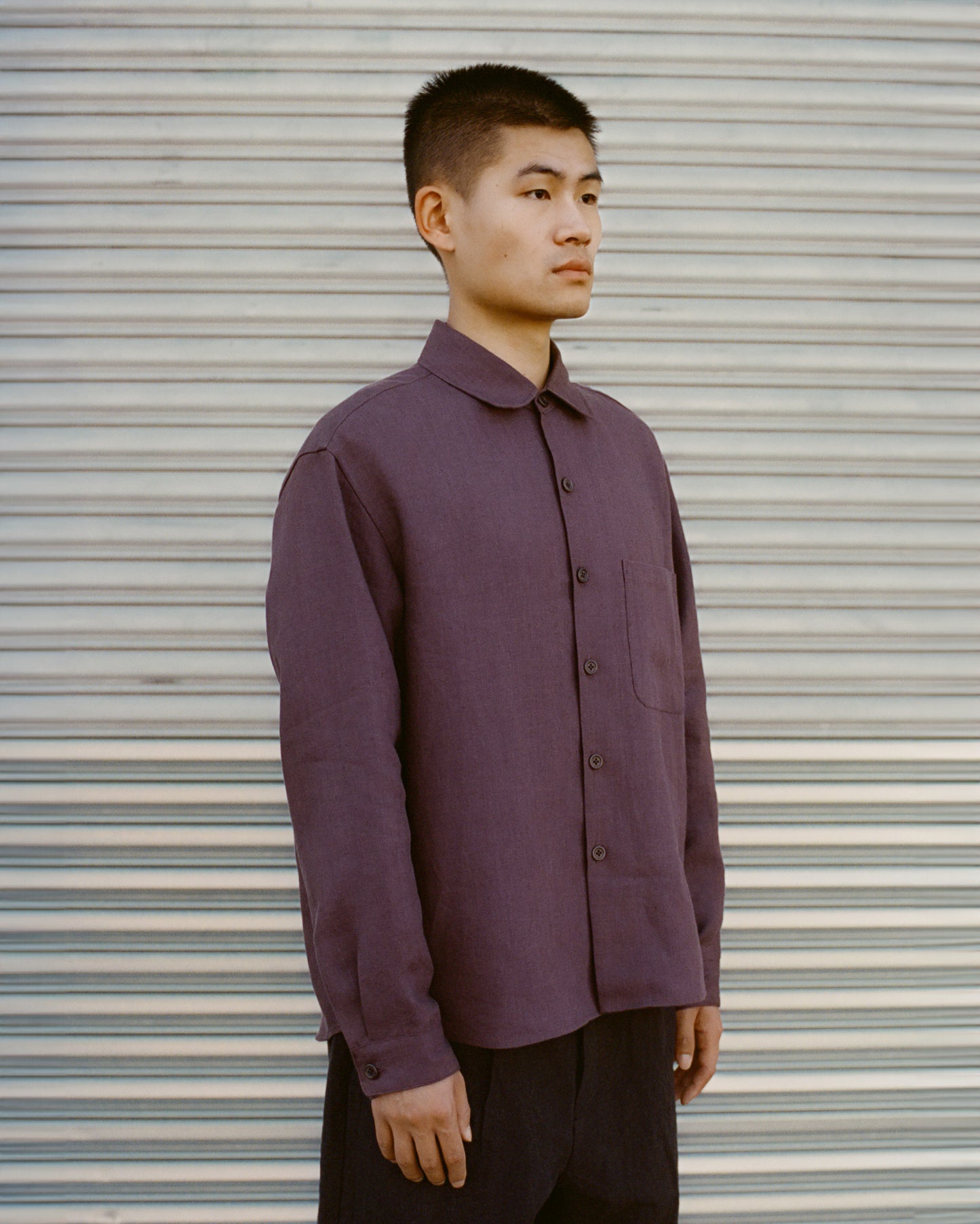 Tent Shirt in Aubergine Linen