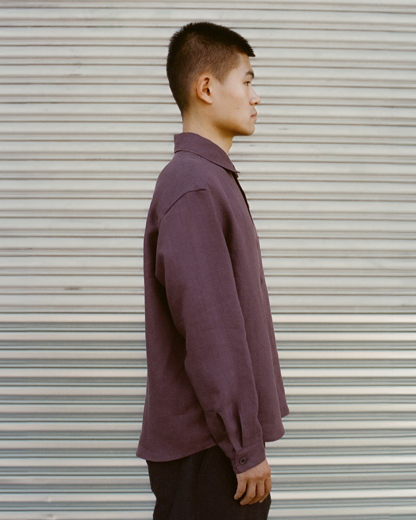 Tent Shirt in Aubergine Linen
