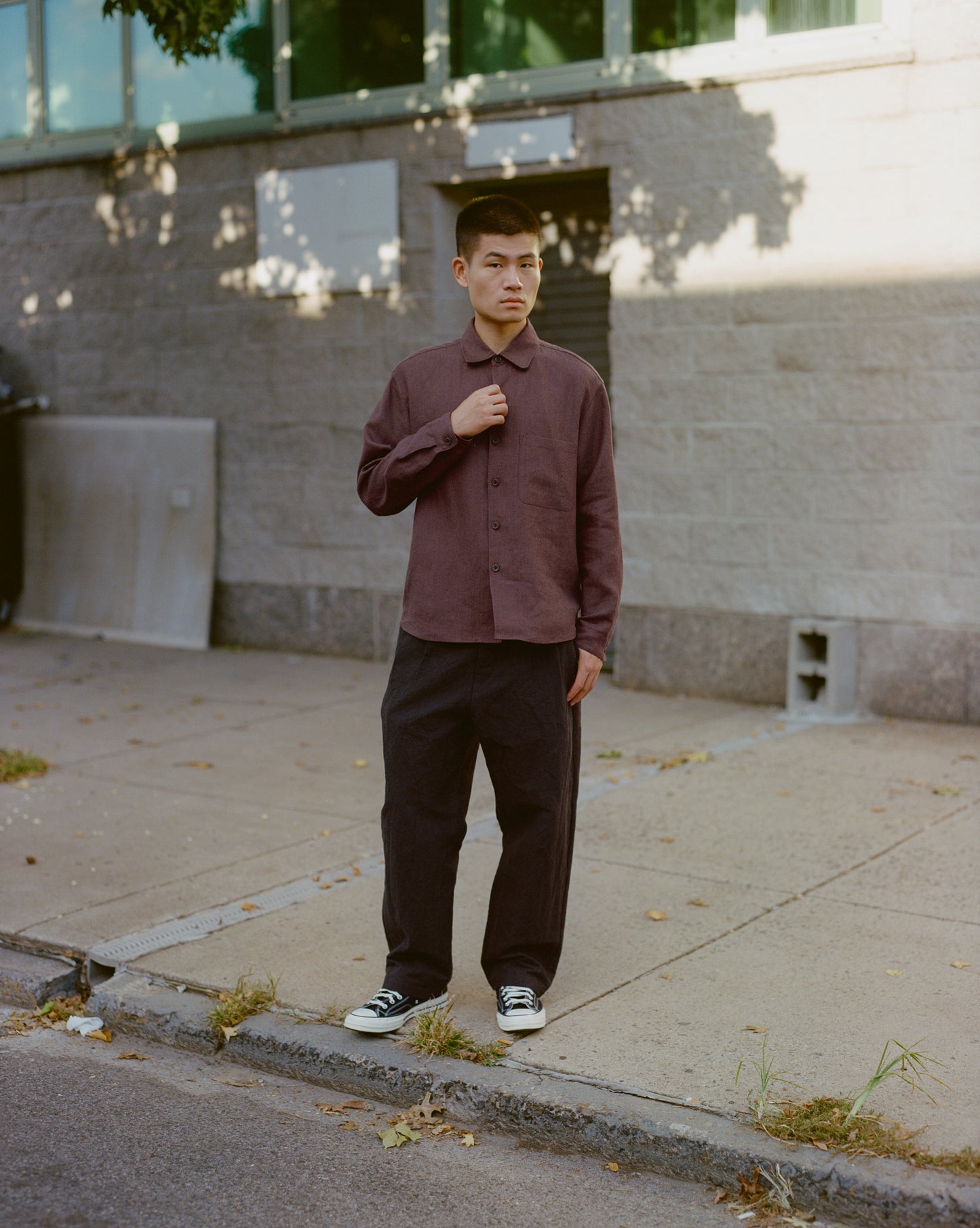 Tent Shirt in Aubergine Linen