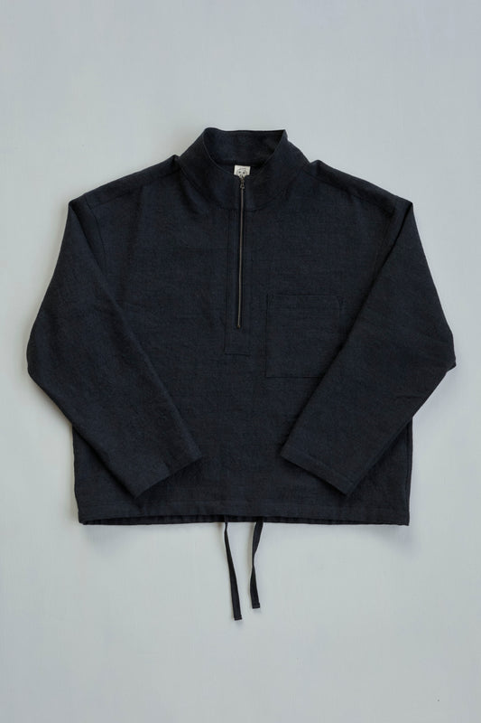 Crane Pullover in Charcoal Wool / Linen