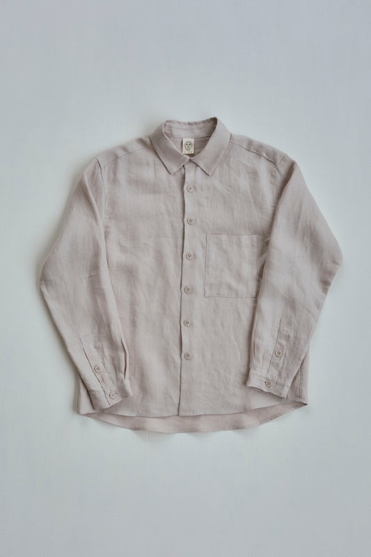 Dress Shirt in Bone Linen Twill