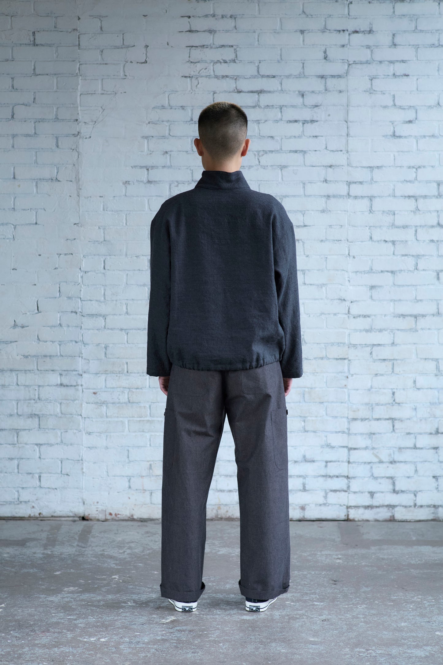 Crane Pullover in Charcoal Wool / Linen