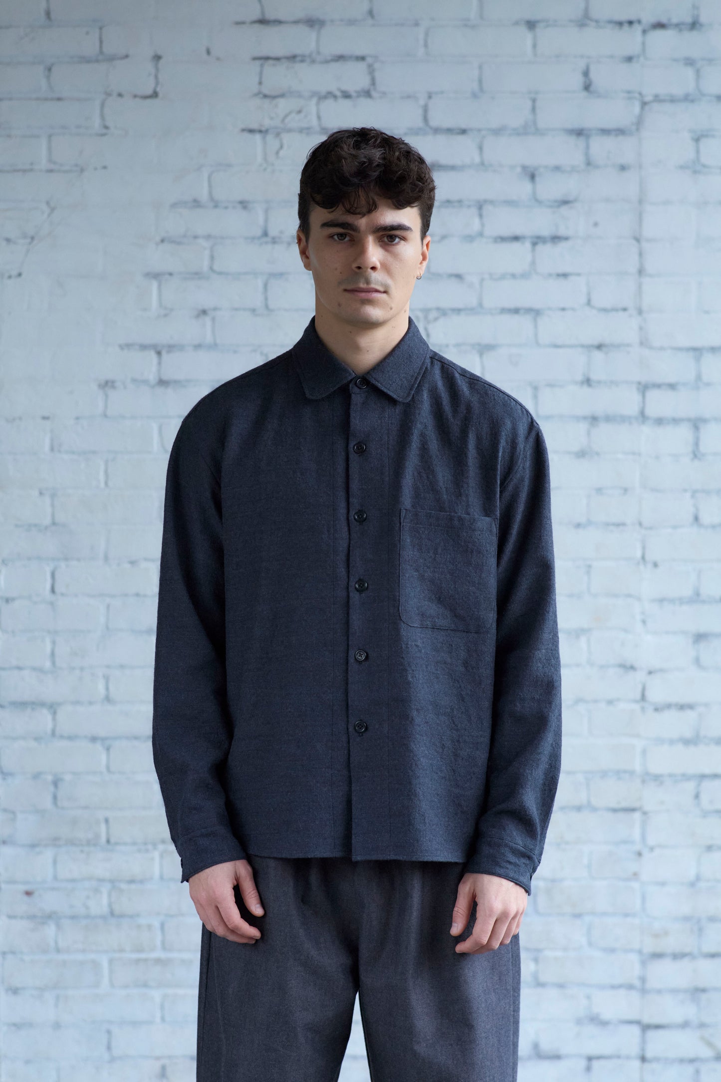 Tent Shirt in Charcoal Wool / Linen
