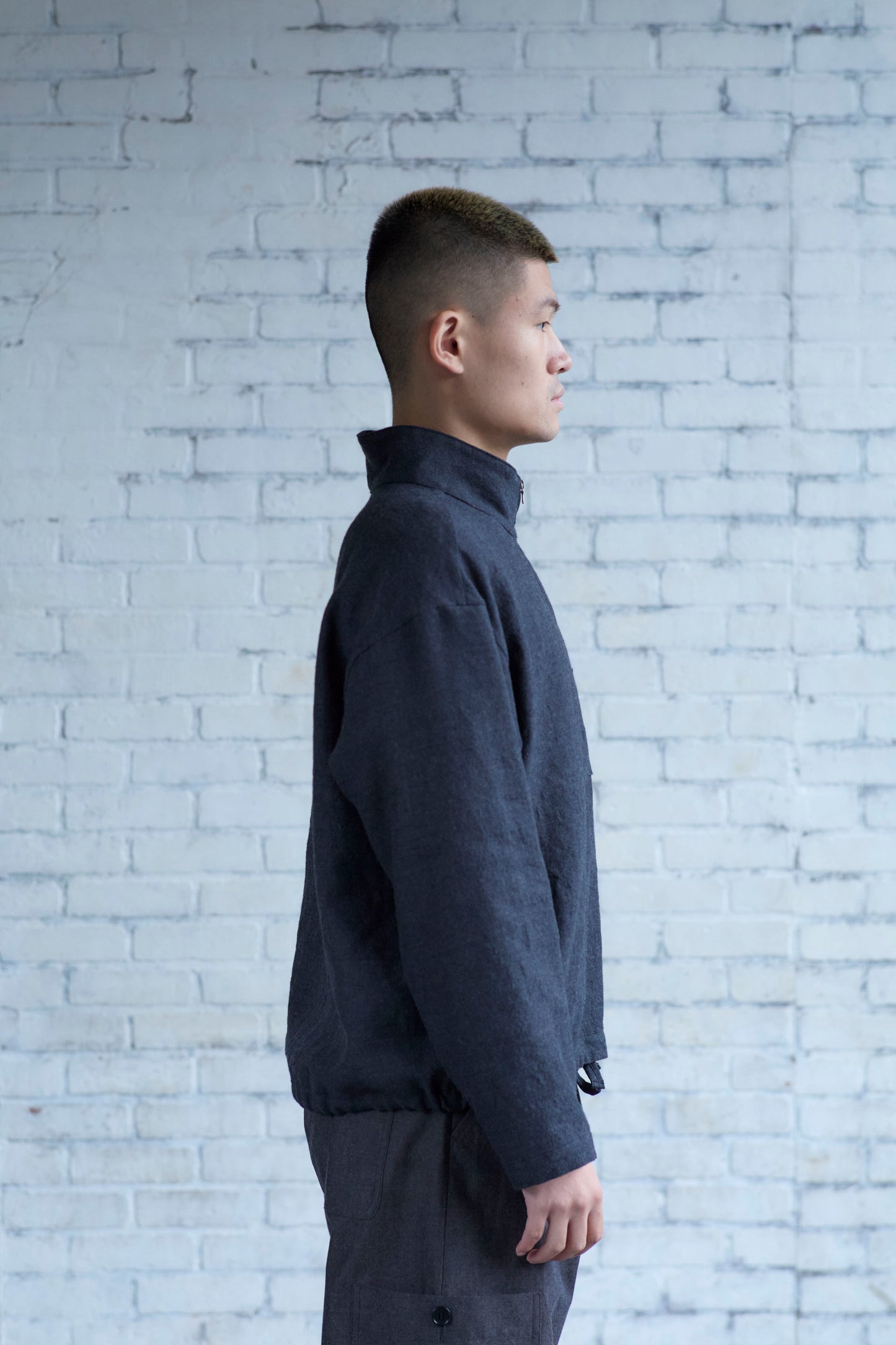 Crane Pullover in Charcoal Wool / Linen